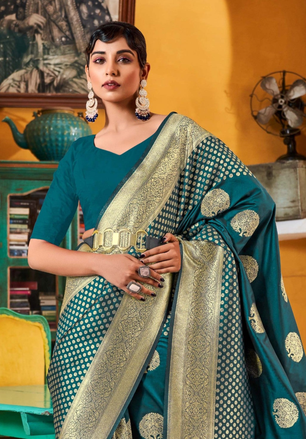 Royal Blue Zari Woven Banarasi Silk Saree