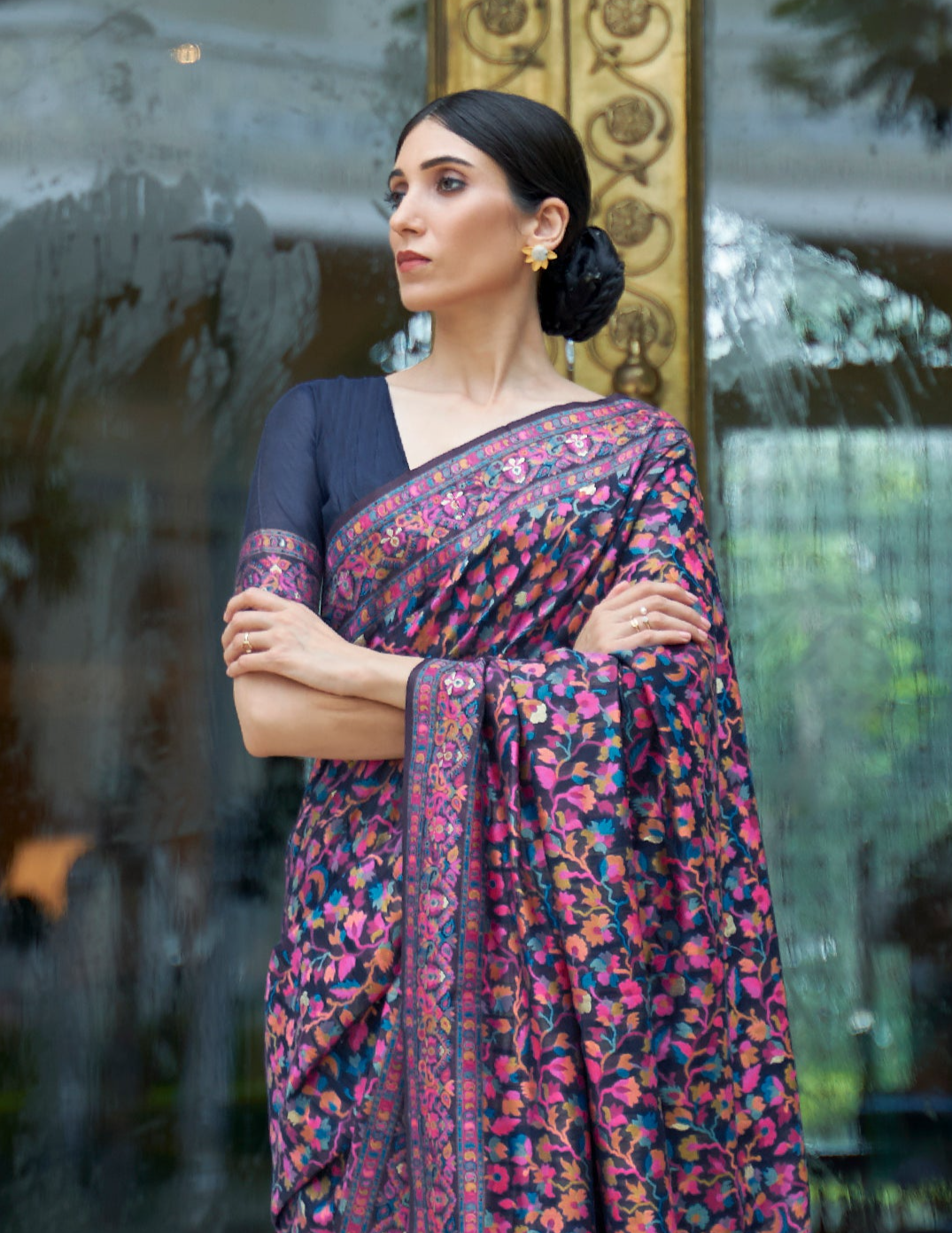 Stunning Purple Kashmiri Modal Silk Saree