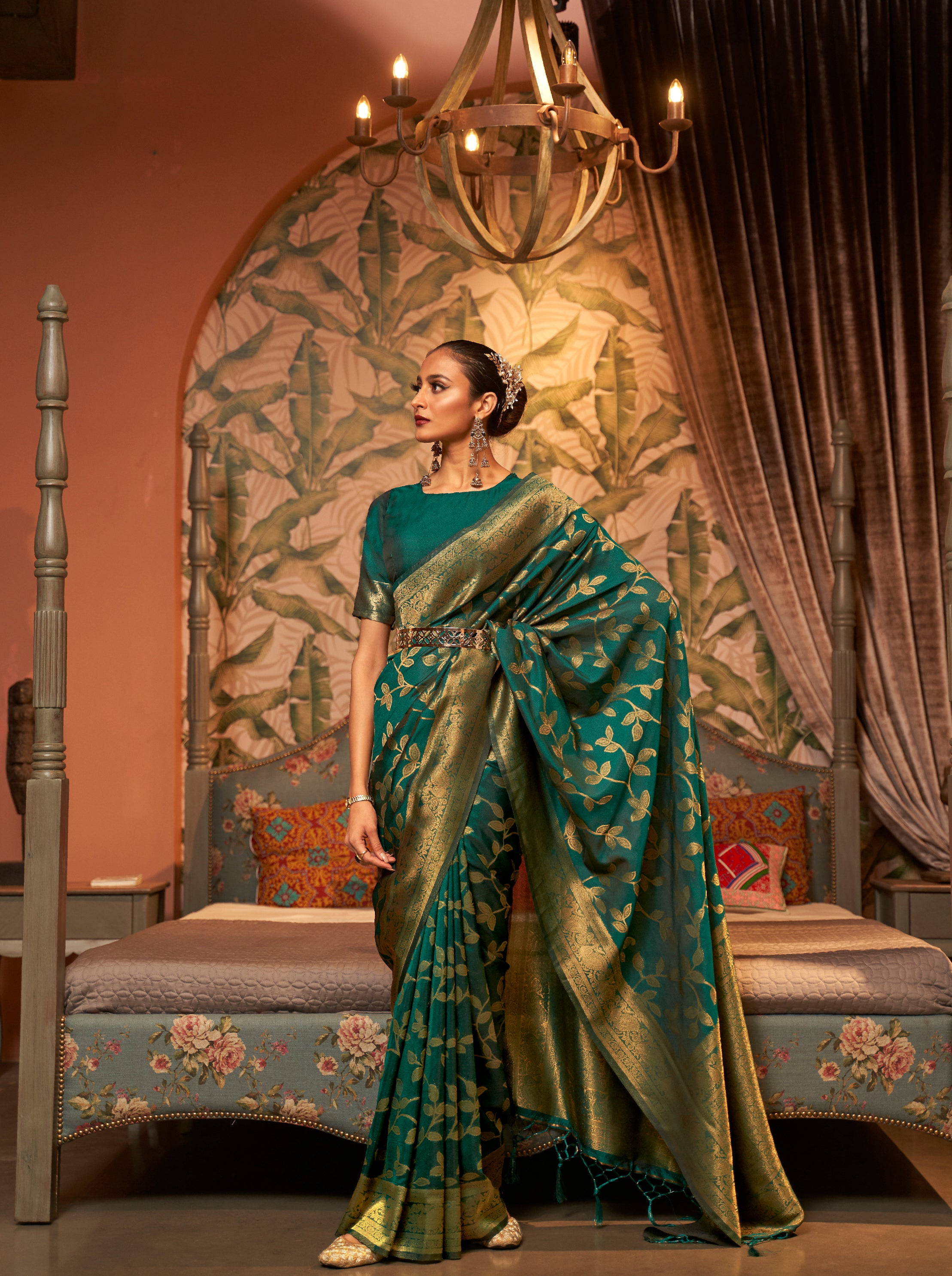 Forest Green Zari Kanjivaram Silk Saree