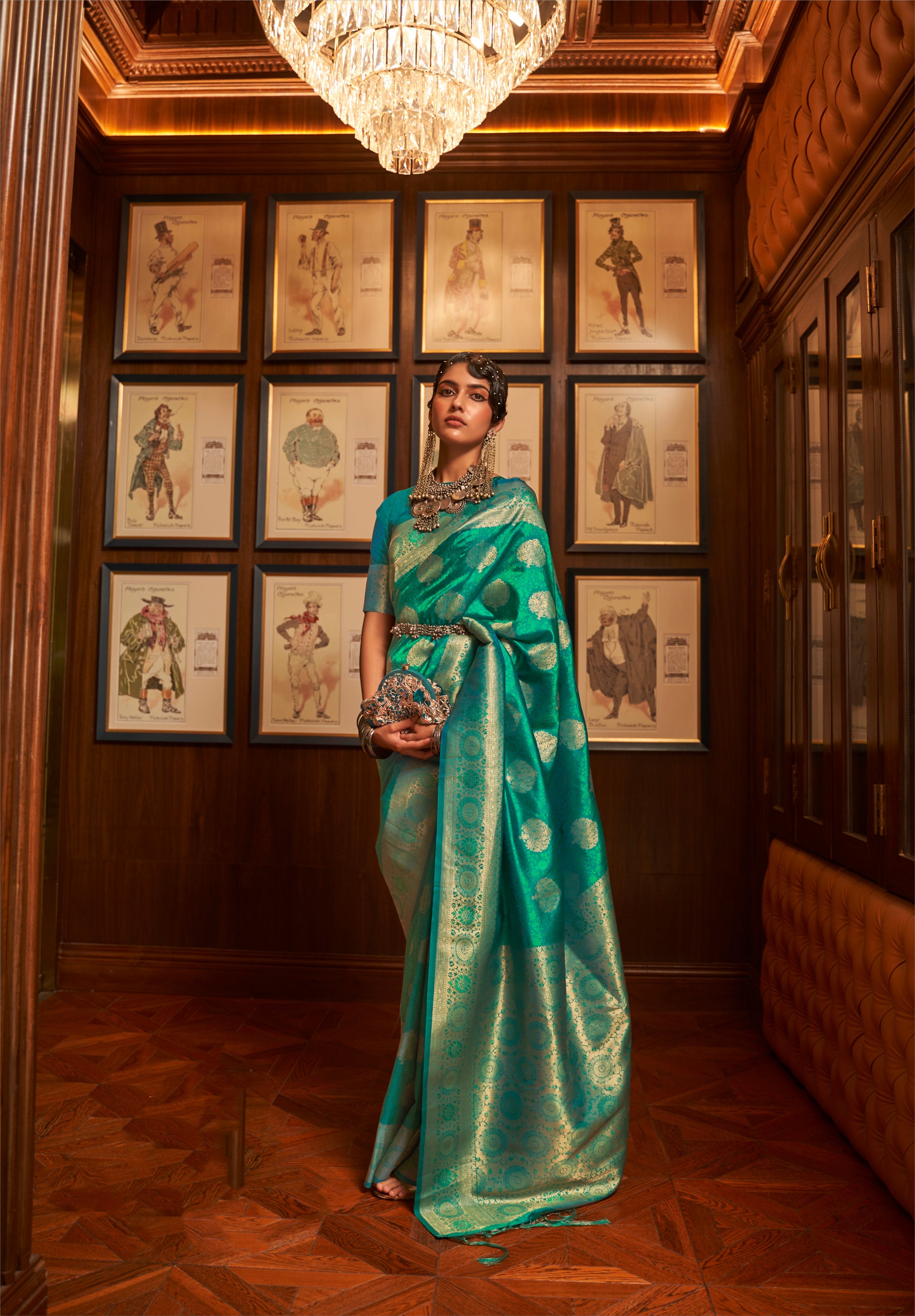 Bamboo Green Zari Woven Kanjivaram Saree