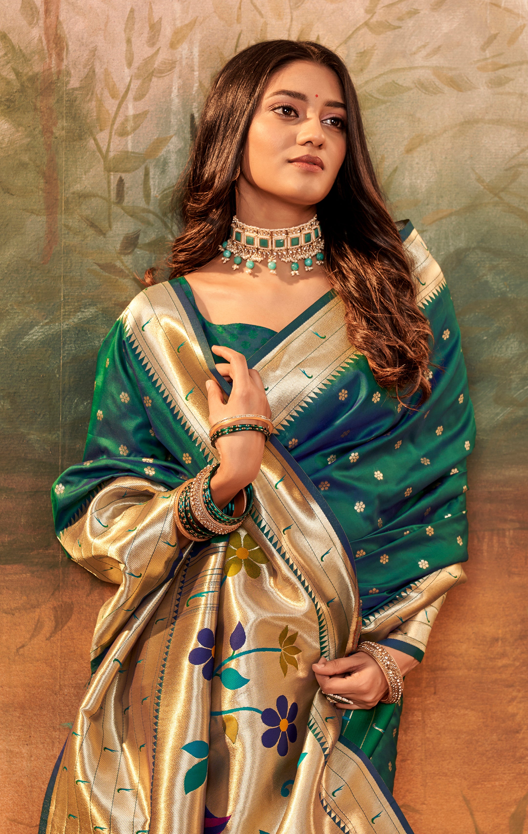 Citrusy Dark Green Pure Paithani Silk with Zari Weaving Saree