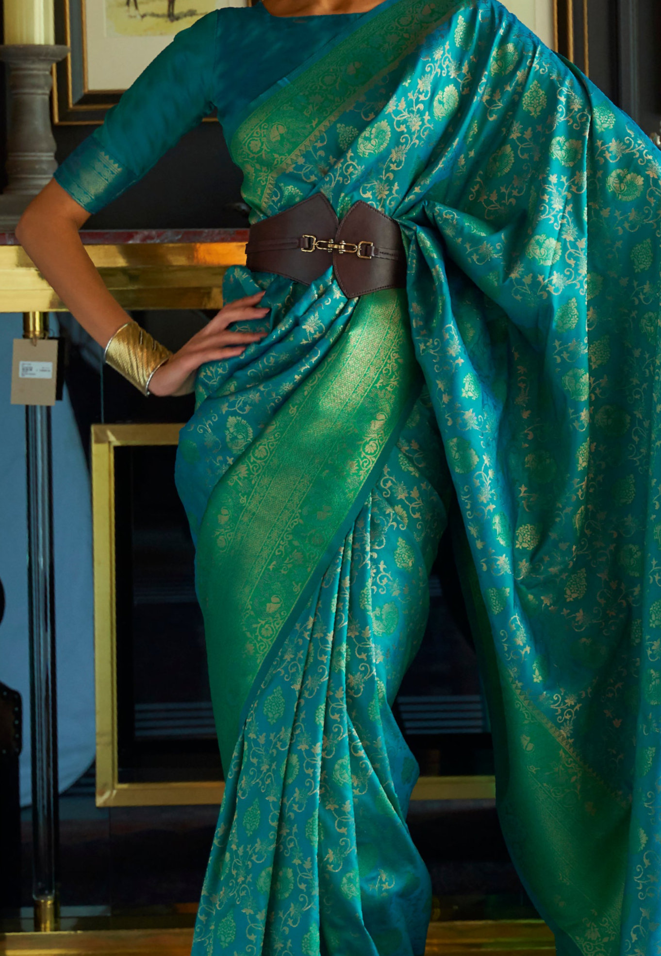 Regal Dark Green Woven Banarasi Soft Silk Saree