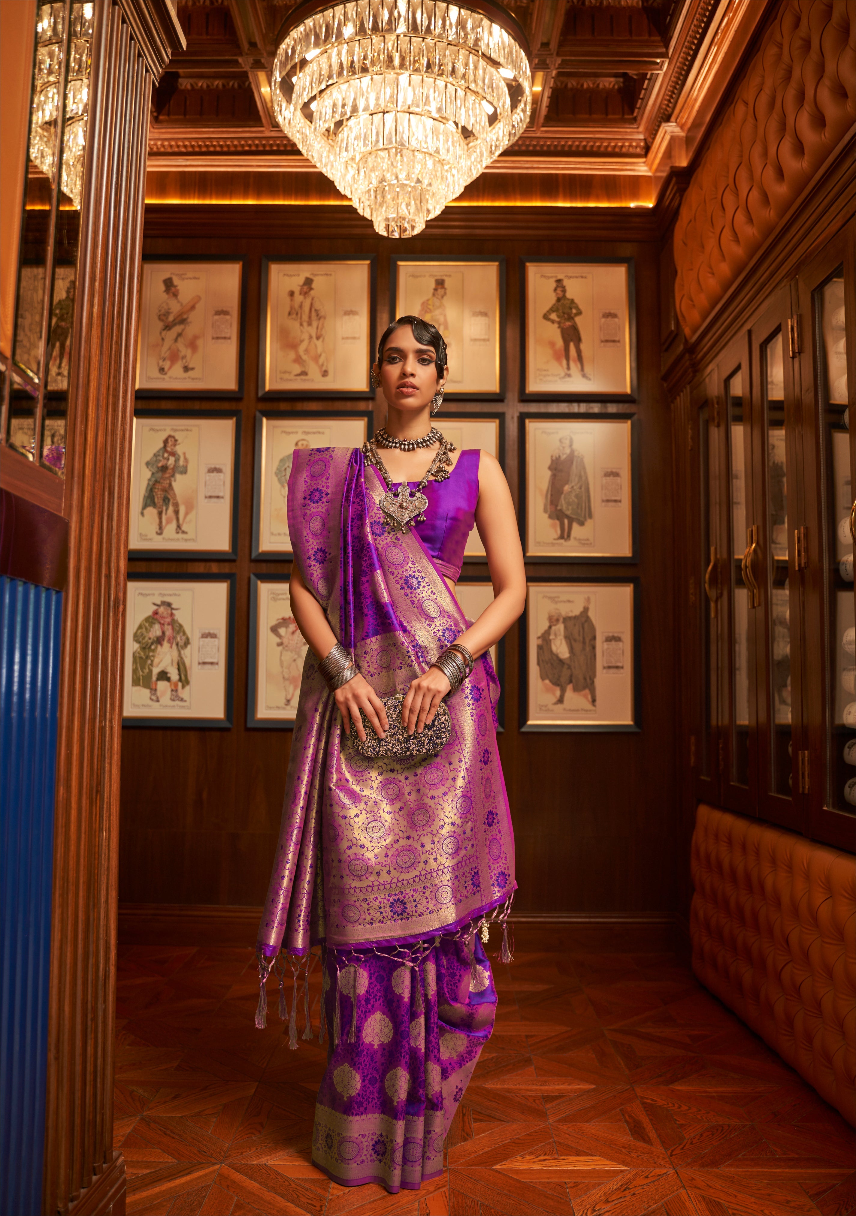 Majestic Plum Orchid Zari Woven Kanjivaram Saree