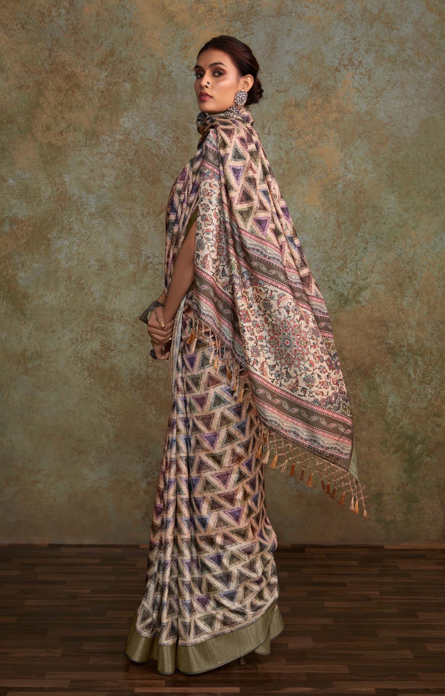 Elegant Light Pink Banarasi Digital Printed Saree