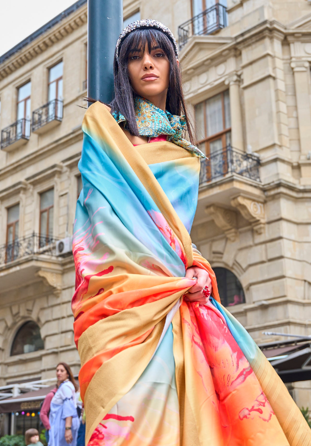 Radiant Rainbow Multi-colored Handloom Gaji Silk Saree