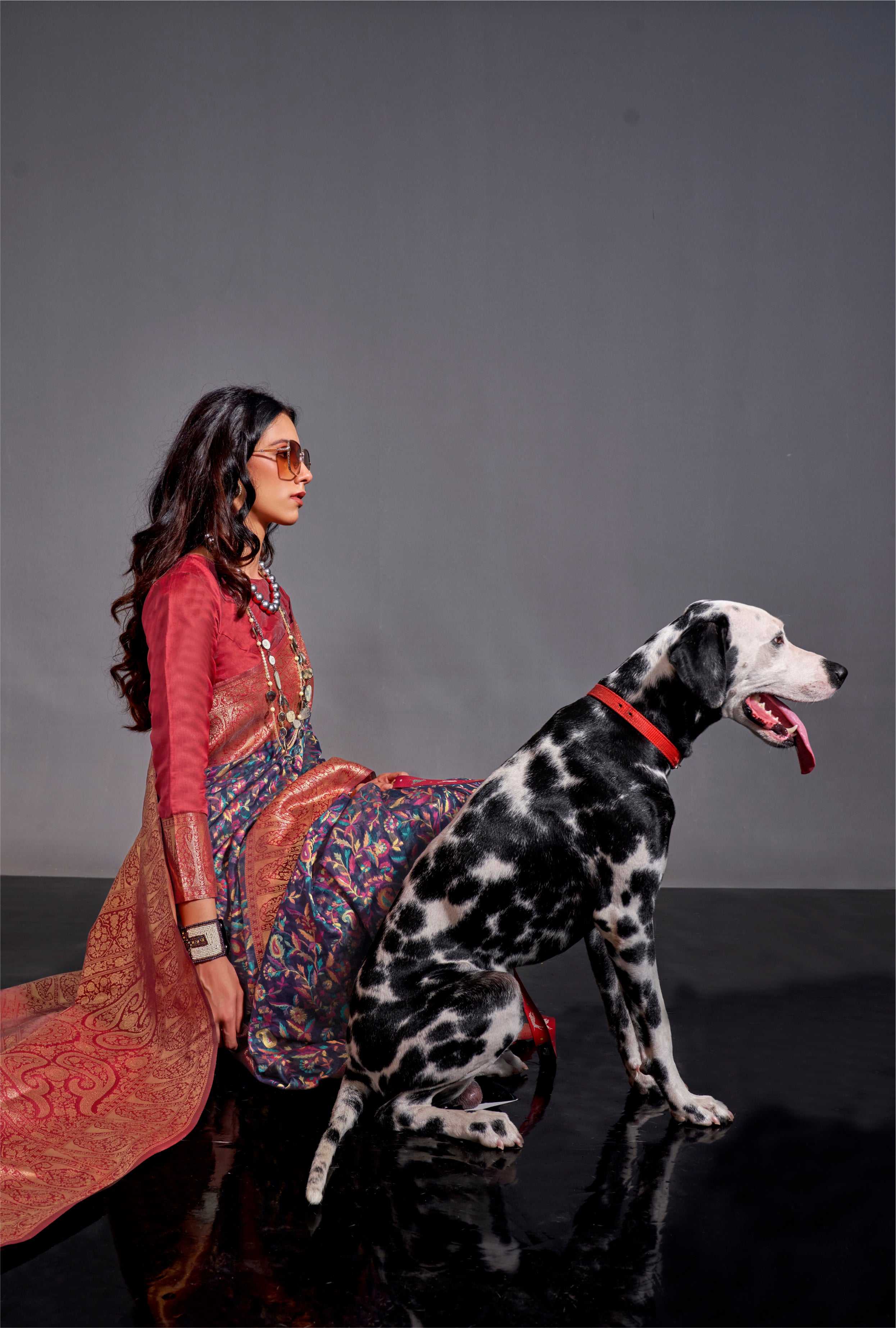 Dark Orange Kashmiri Handloom Silk Saree