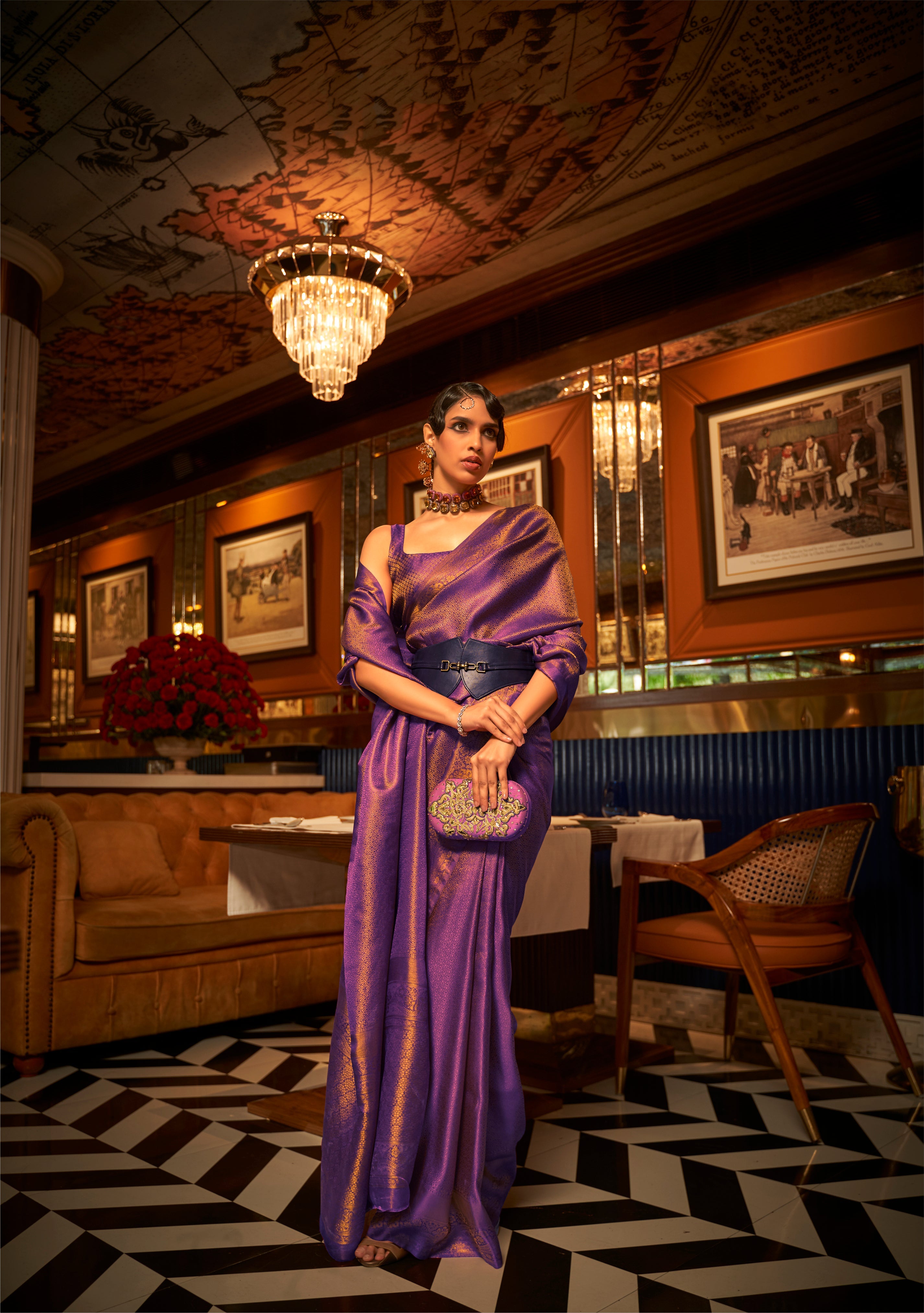 Regal Purple Zari Woven Kanjivaram Silk Saree