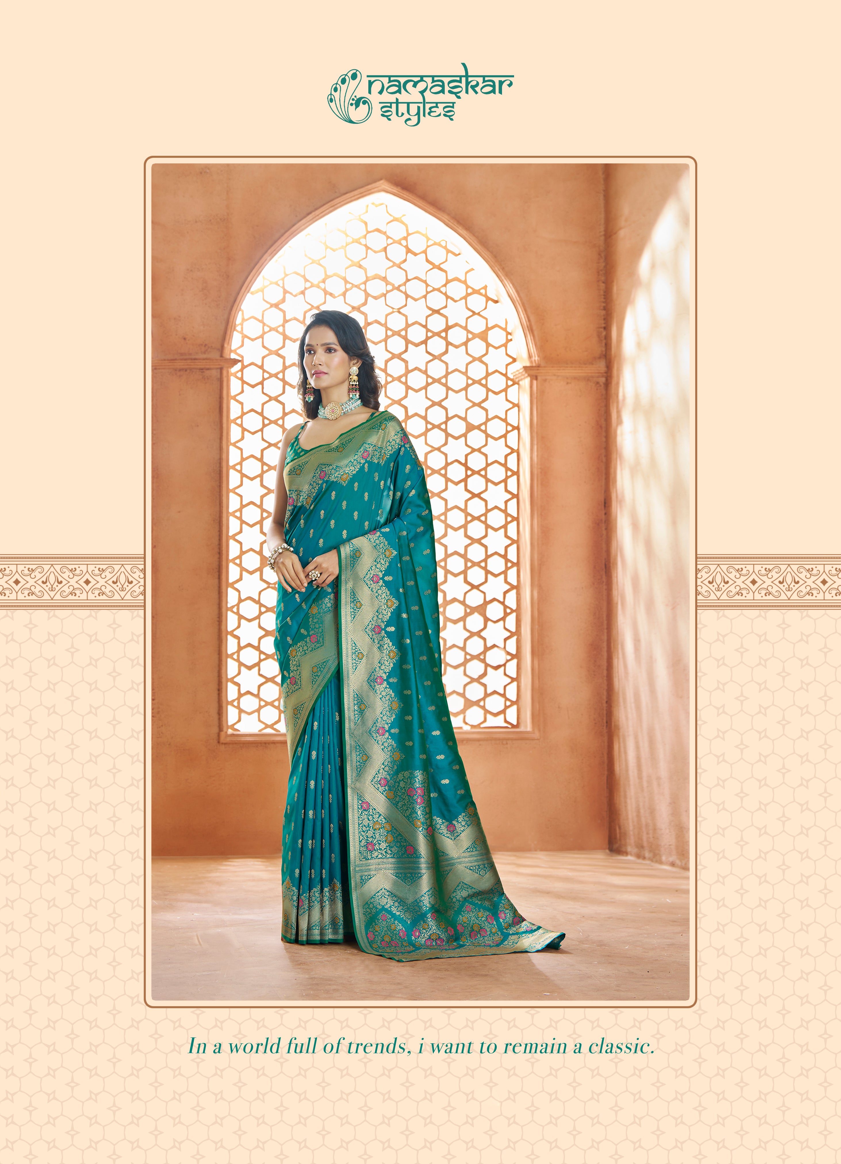 Elegant Blue coloured 100% Pure Soft Banarasi Silk