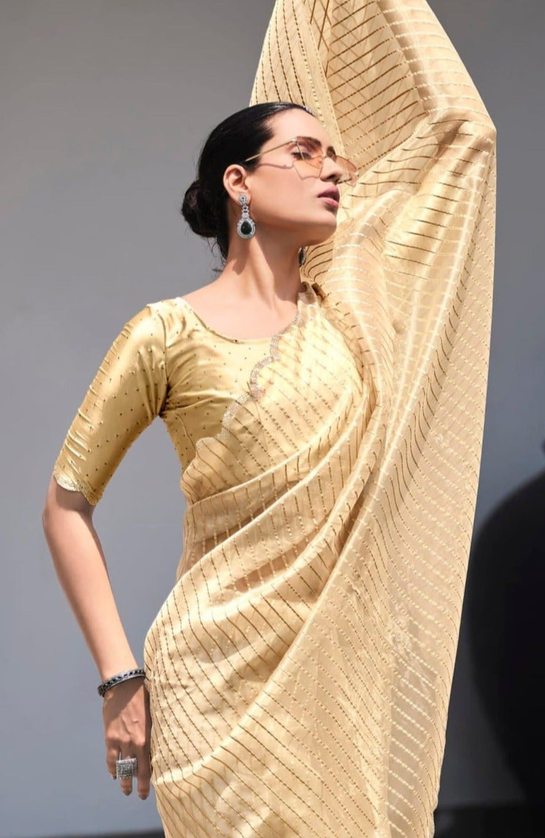 Golden Radiance Organza Silk Saree