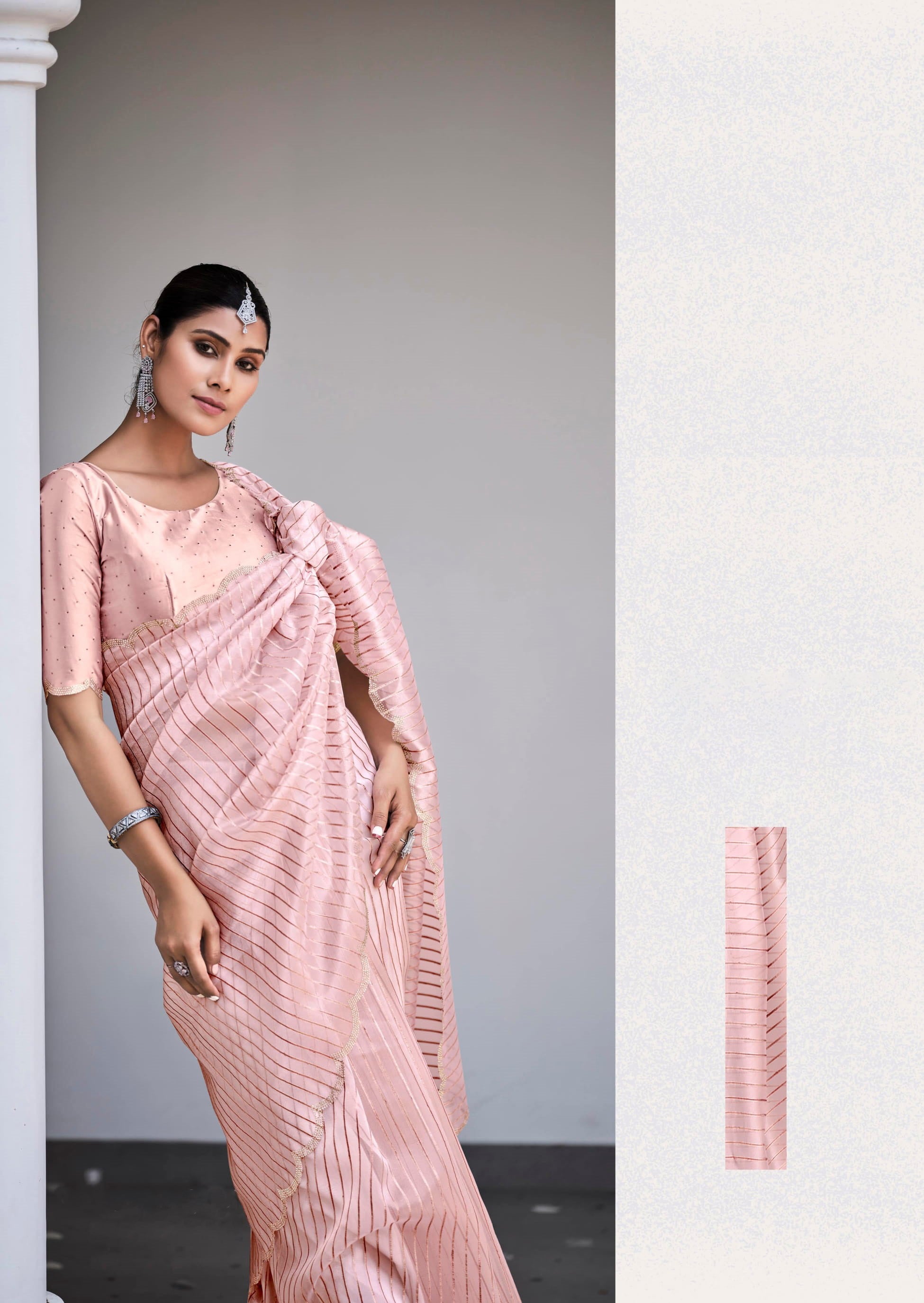 Ethereal Blush Pink Organza Silk Saree