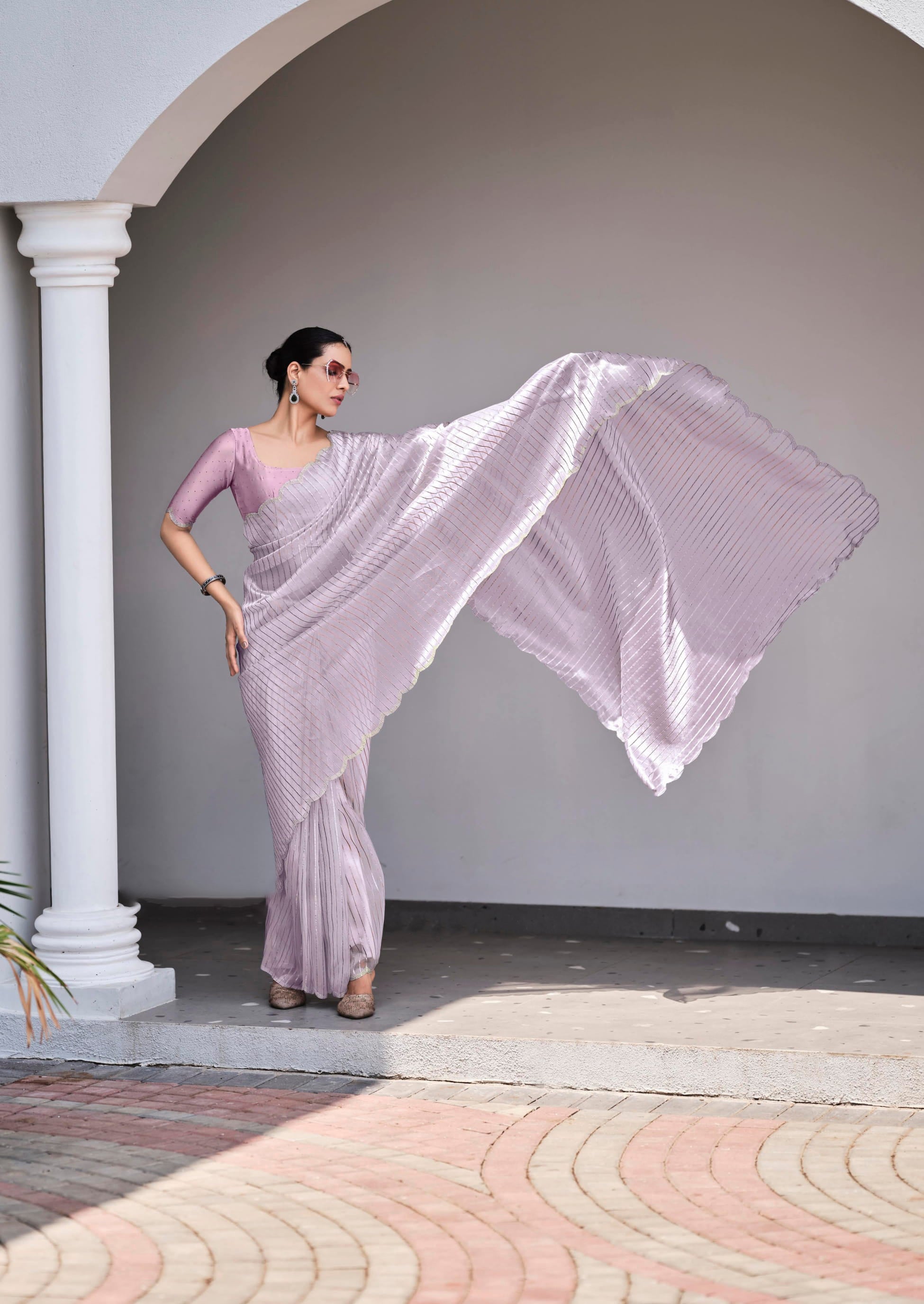 Mystic Grey Organza Silk Saree