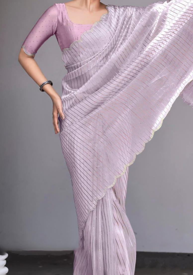 Mystic Grey Organza Silk Saree