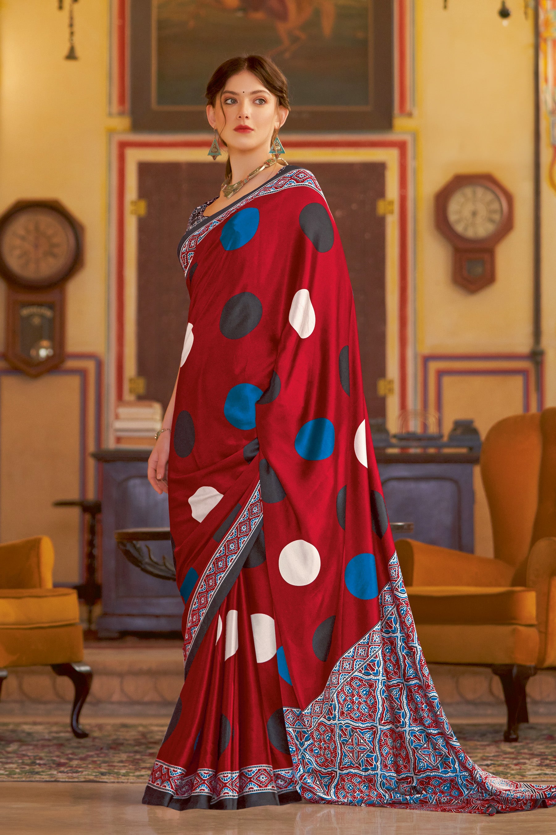 Regal Red Ajrakh Saree