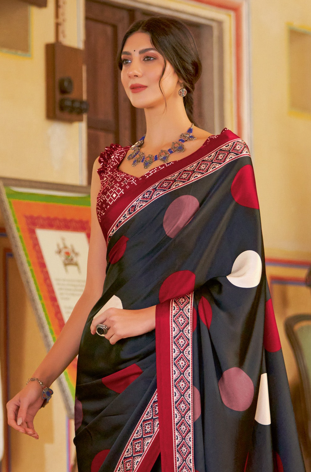 Classic Black Ajrakh Saree