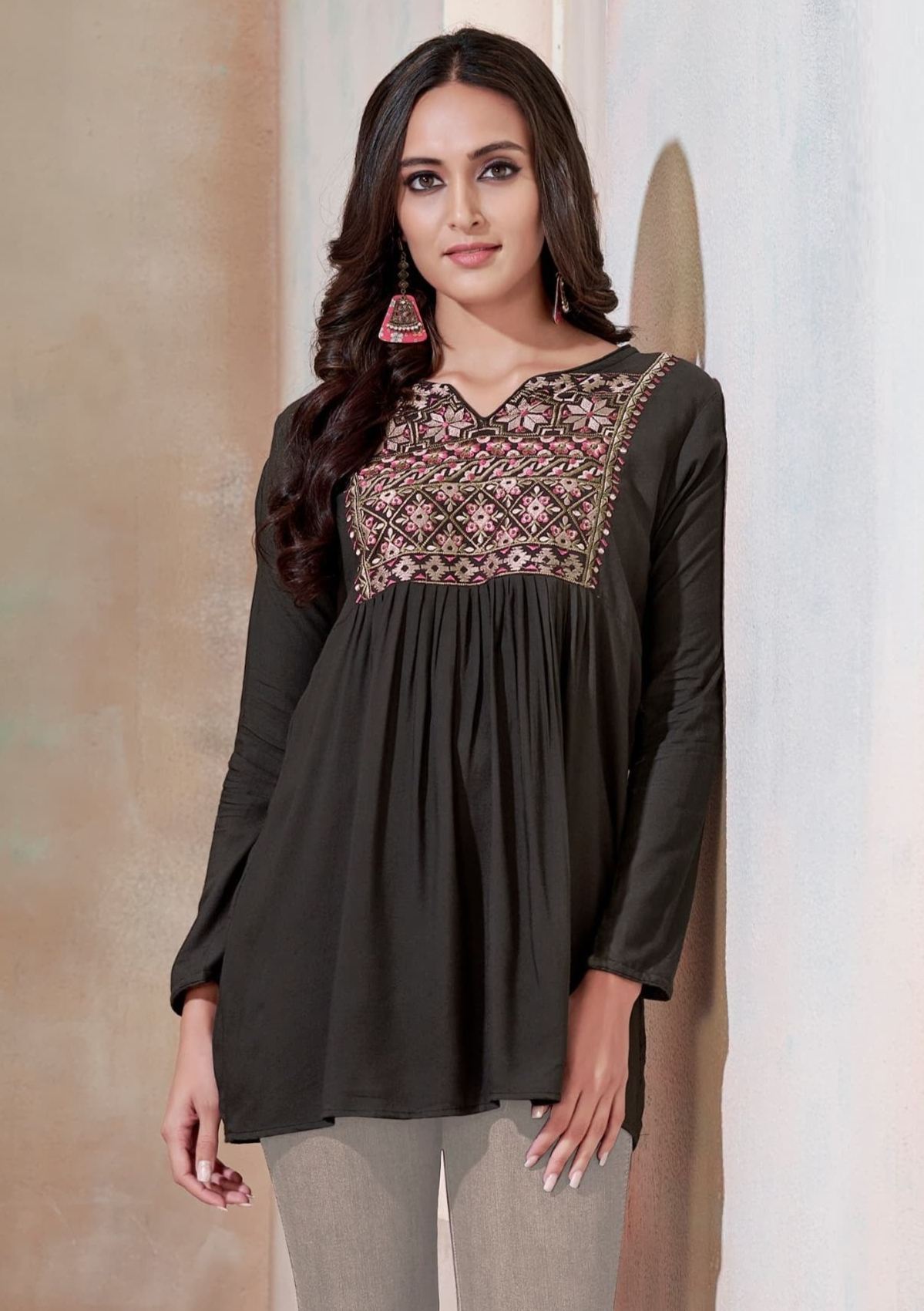 Light Black Short Top Kurti