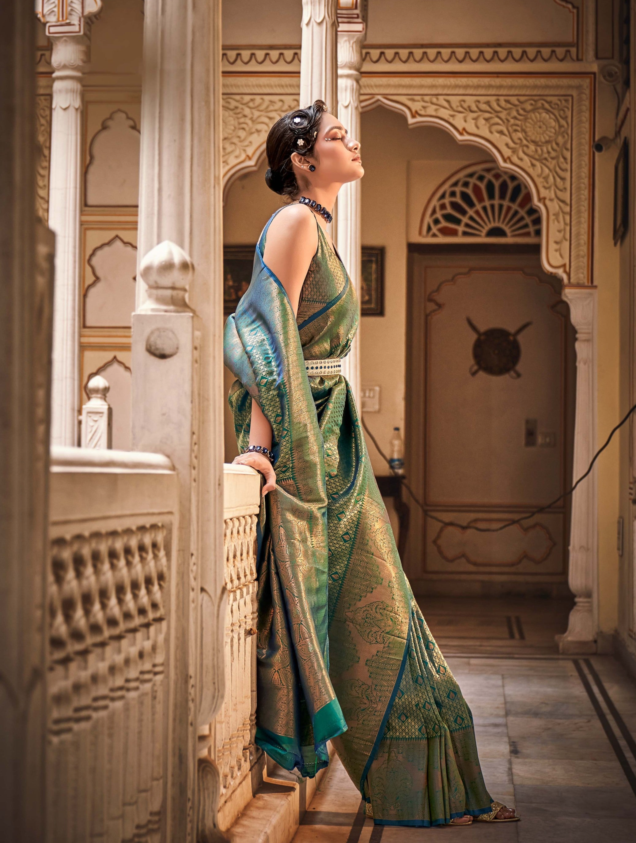 Graceful Green Zari Woven Kanjivaram Silk Saree