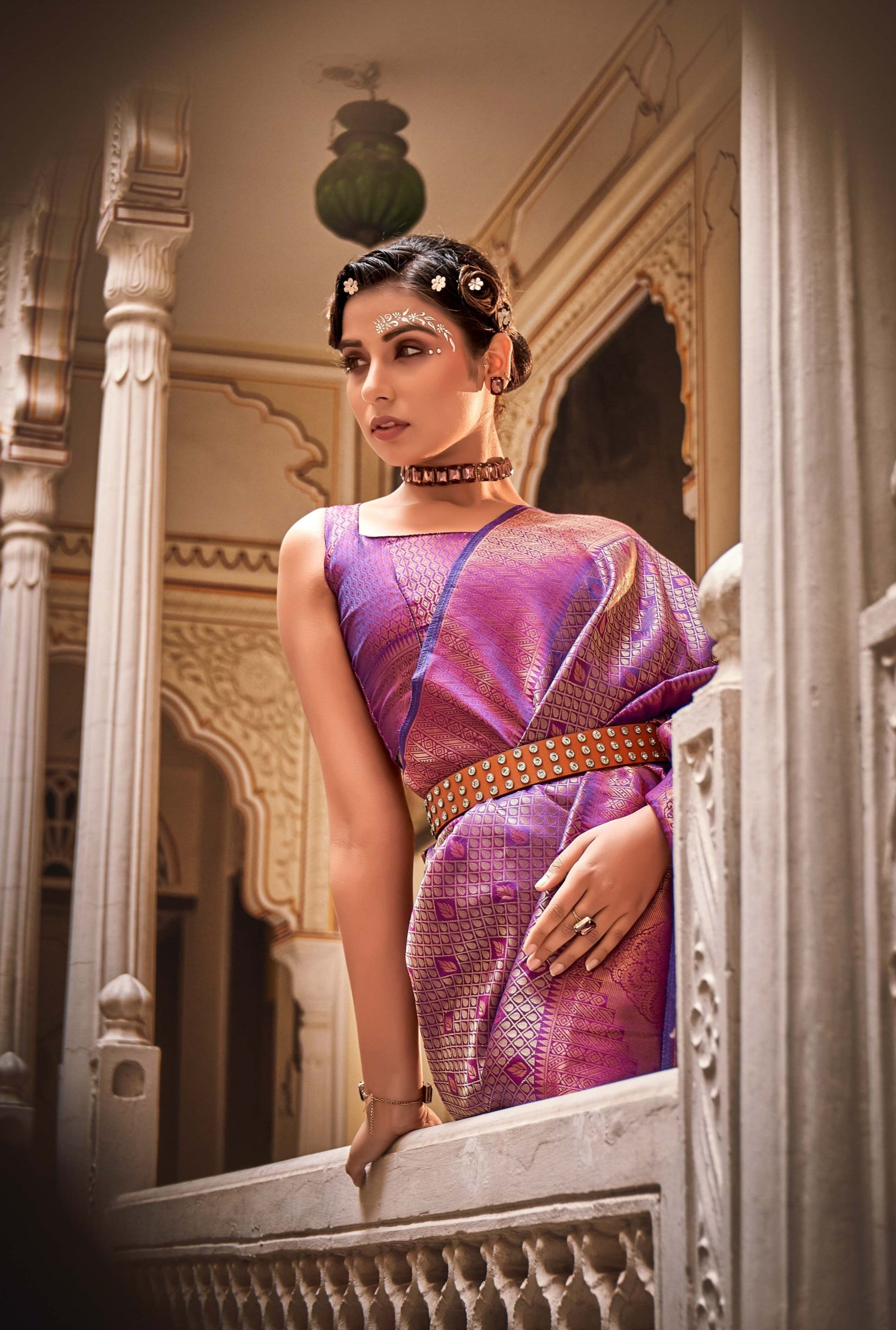 Regal Purple Zari Woven Kanjivaram Silk Saree