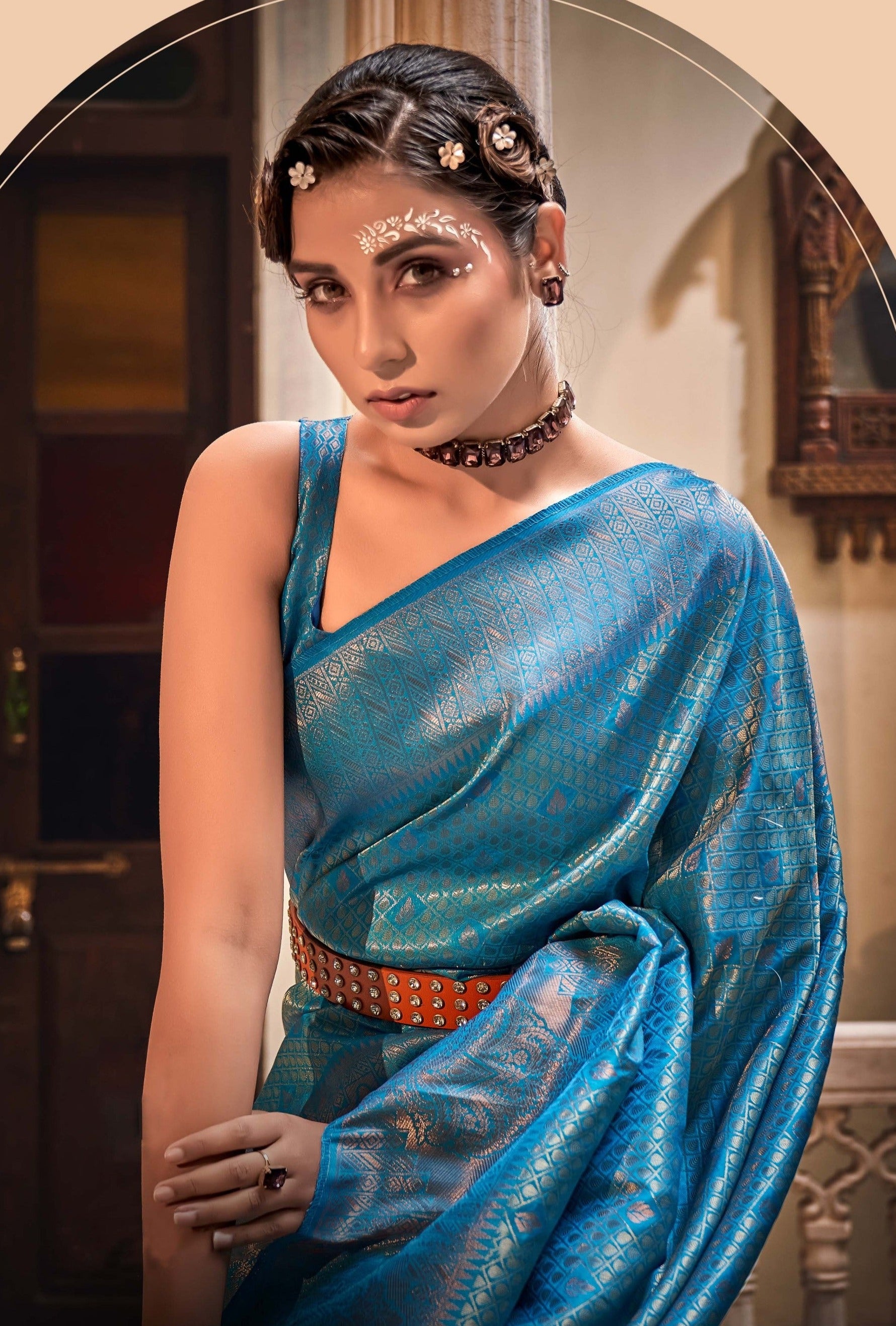 Enchanting Light Blue Zari Woven Kanjivaram Silk Saree