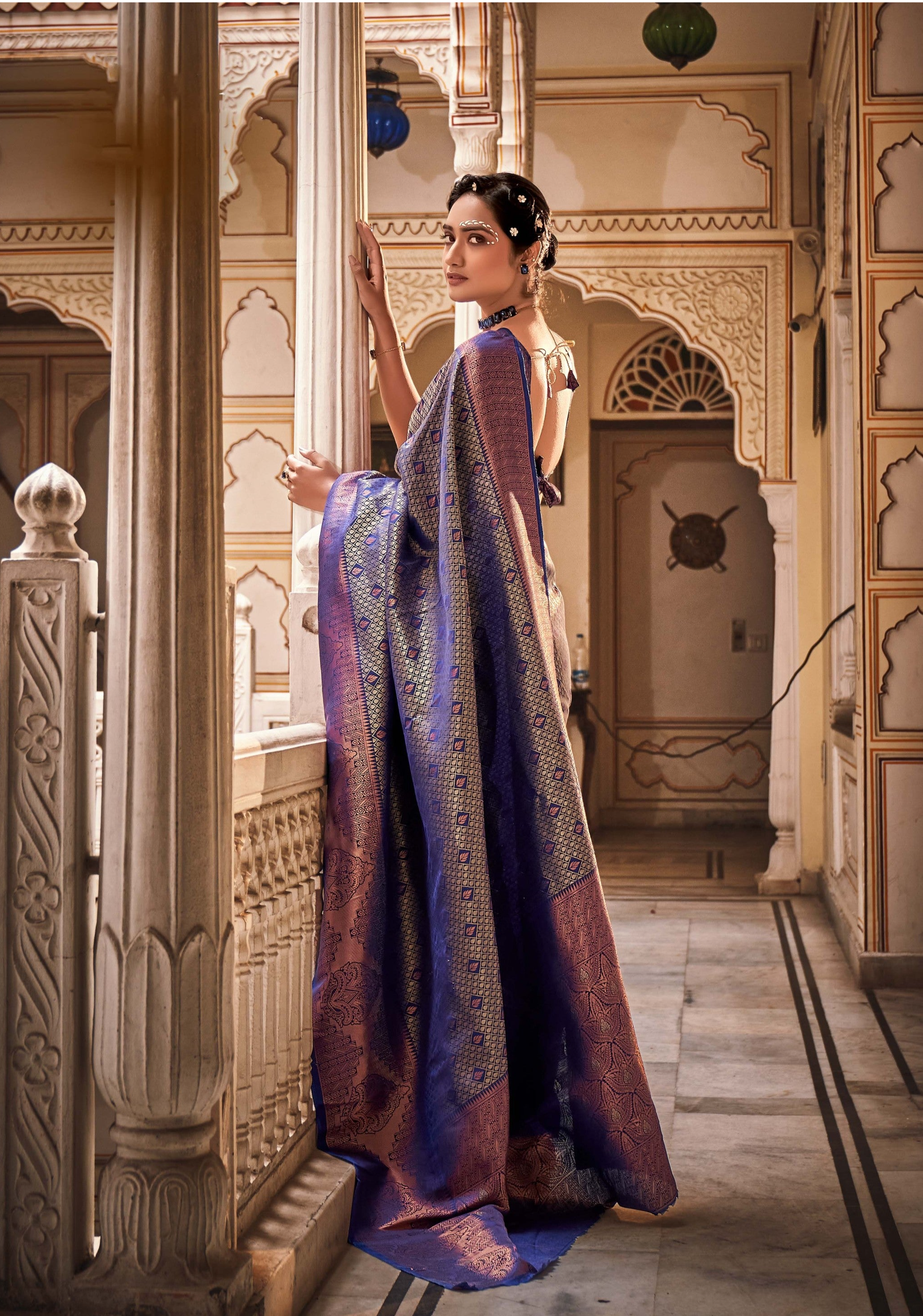 Regal Purple Zari Woven Kanjivaram Silk Saree