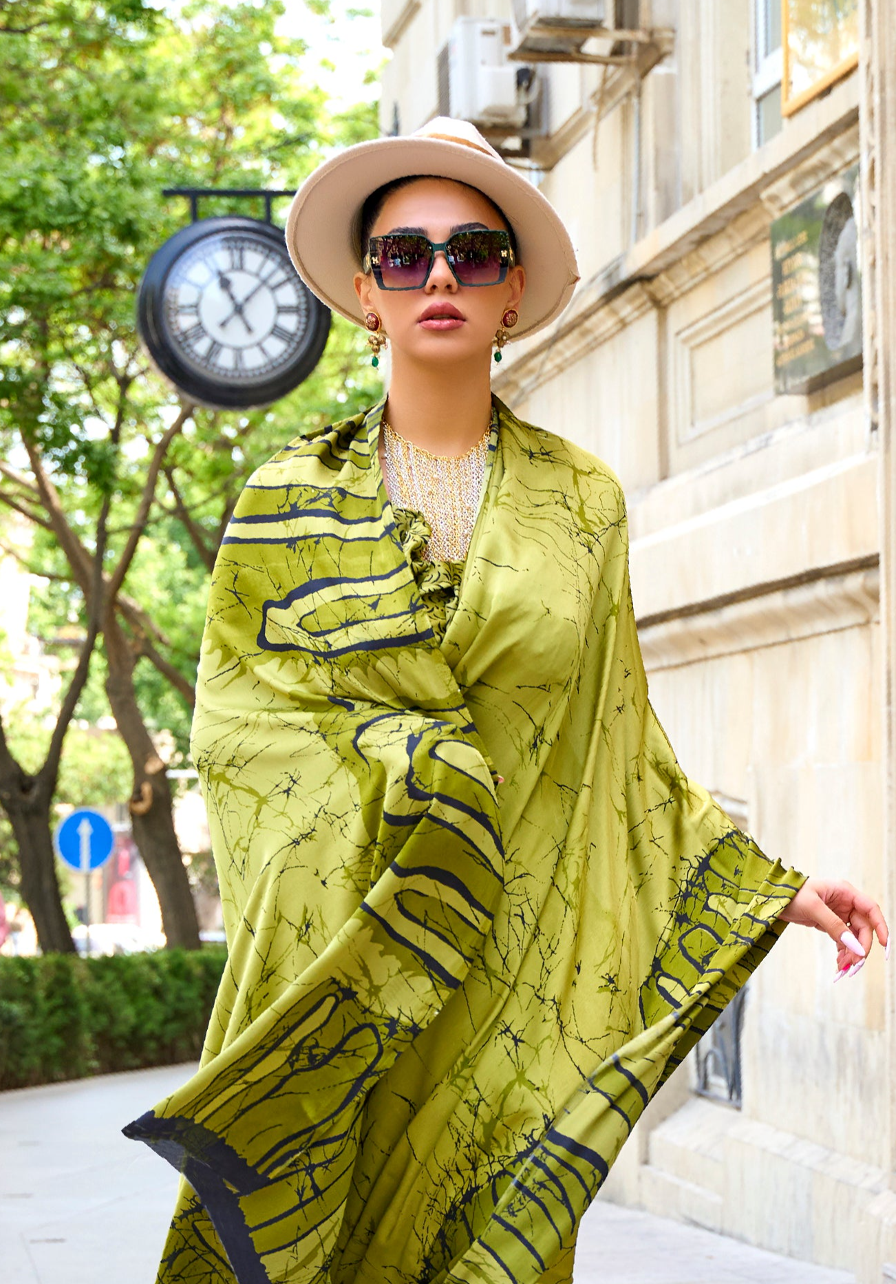 Radiant Green Woven Lucknowi Chikankari Saree