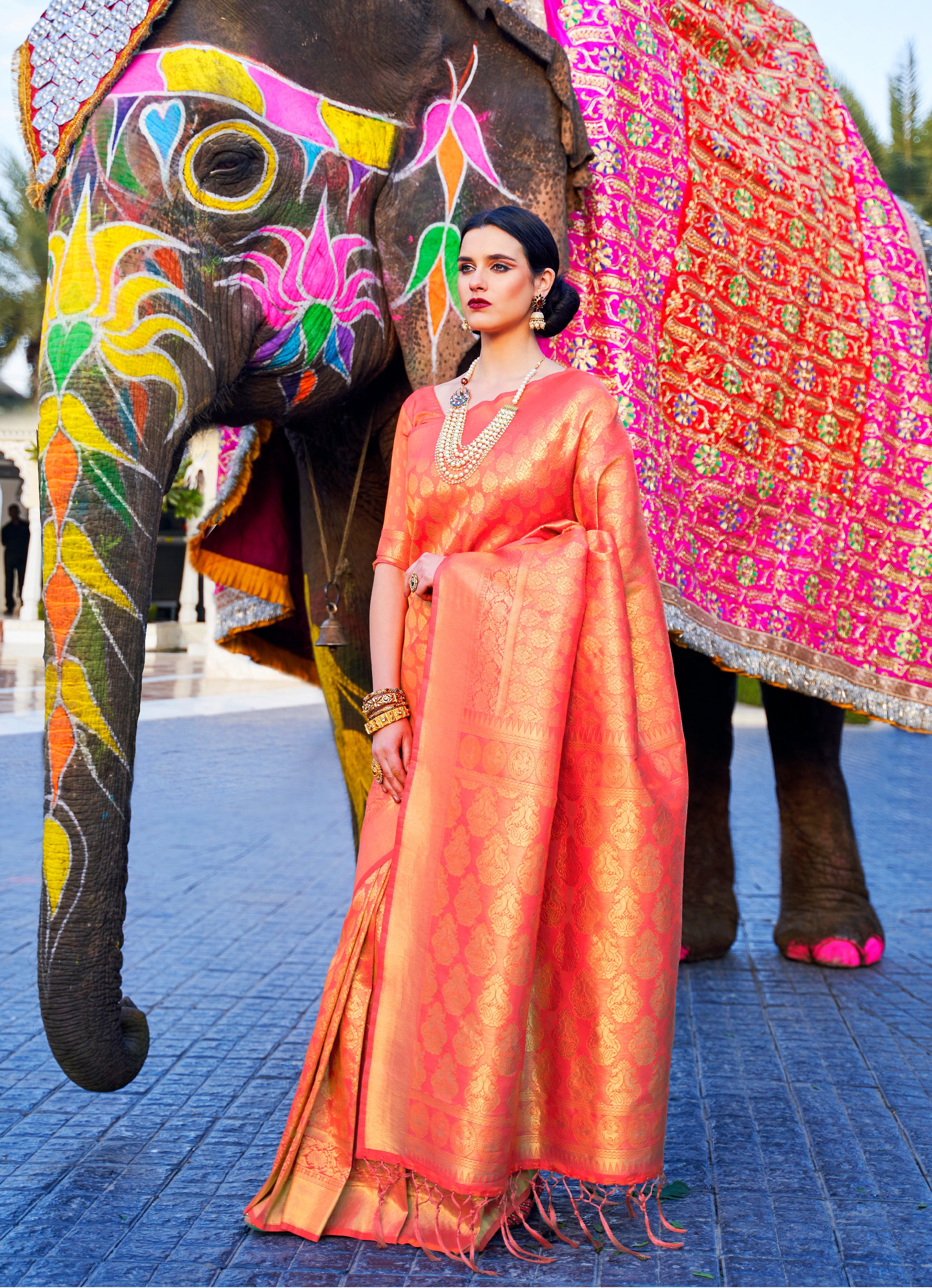 Amber Aura Kanjivaram Silk Saree