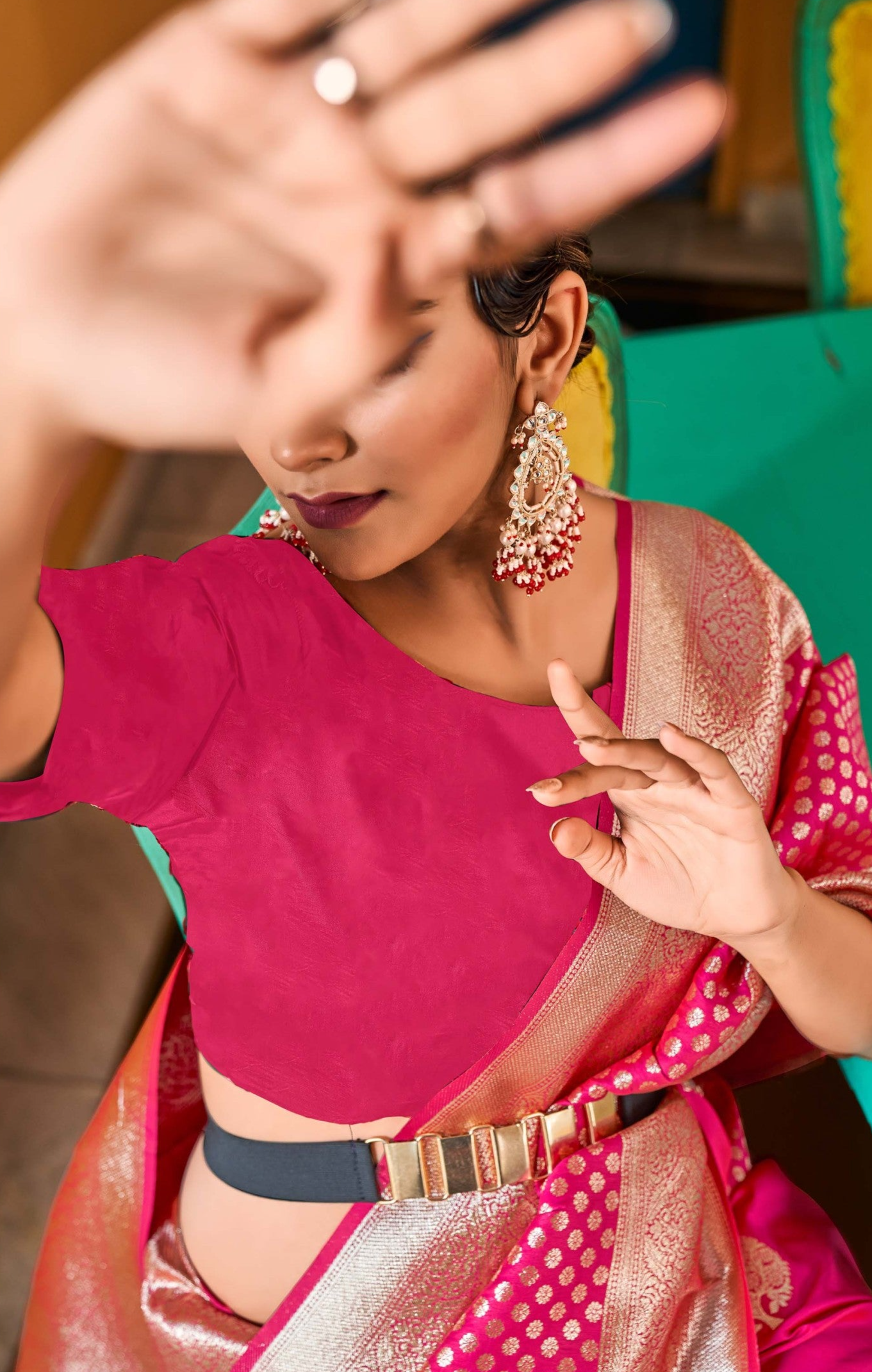 Opulent Dark Pink Zari Woven Banarasi Silk Saree