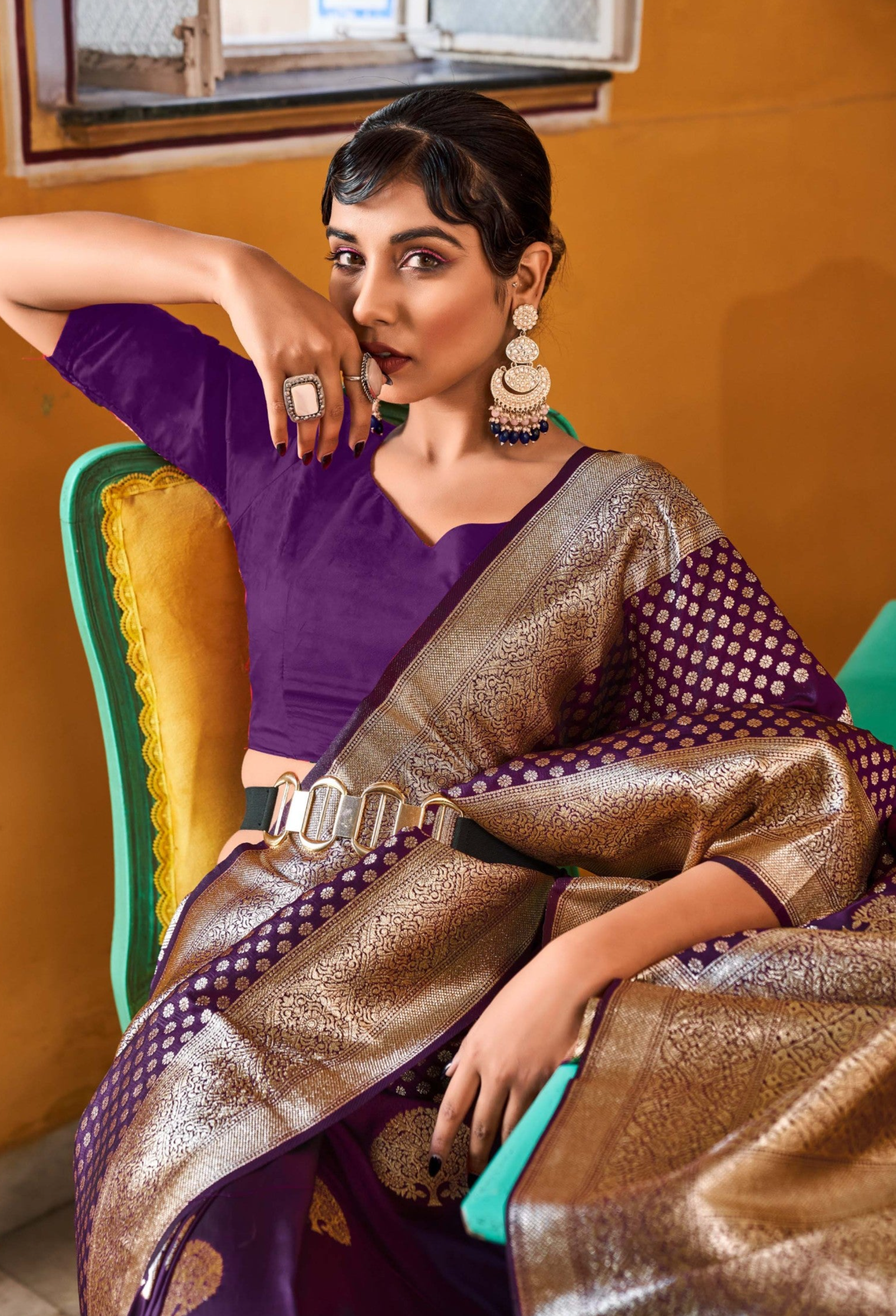 Regal Purple Zari Woven Banarasi Silk Saree