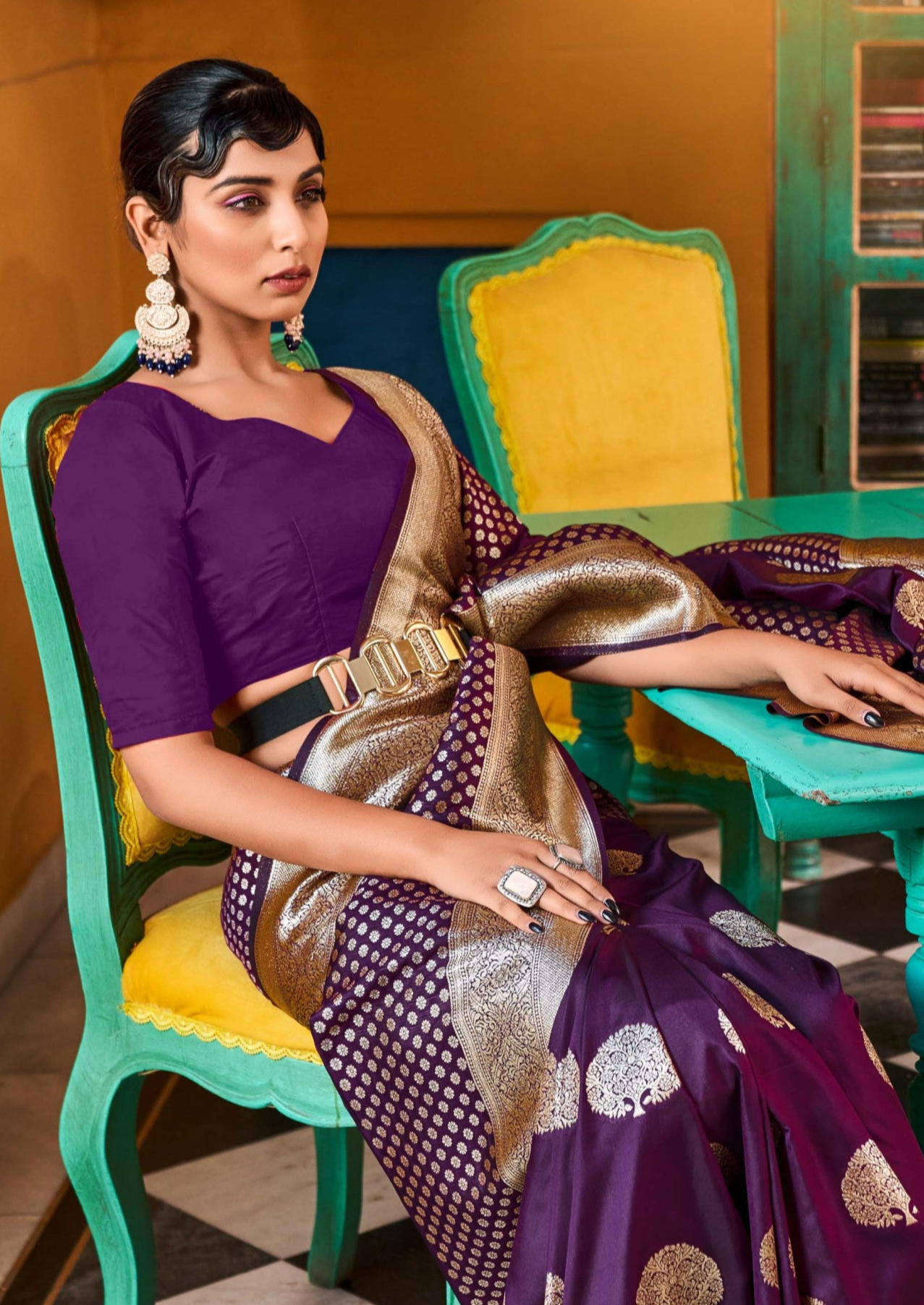 Regal Purple Zari Woven Banarasi Silk Saree