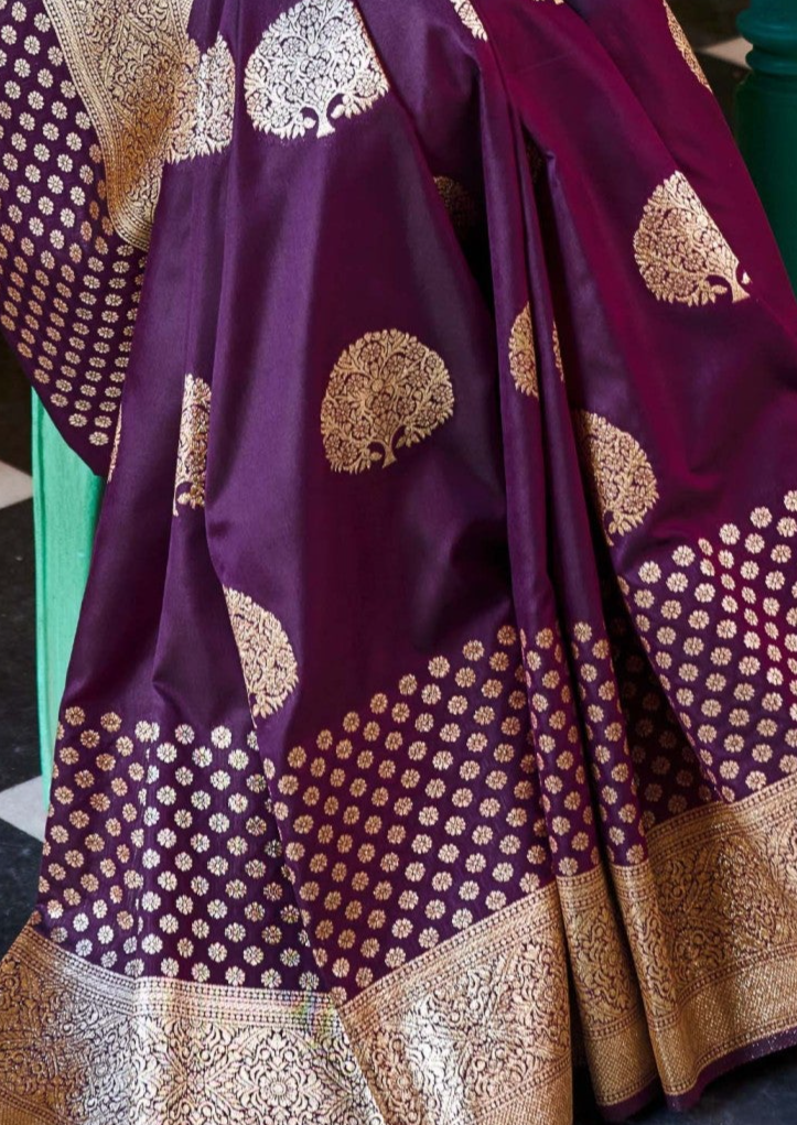 Regal Purple Zari Woven Banarasi Silk Saree