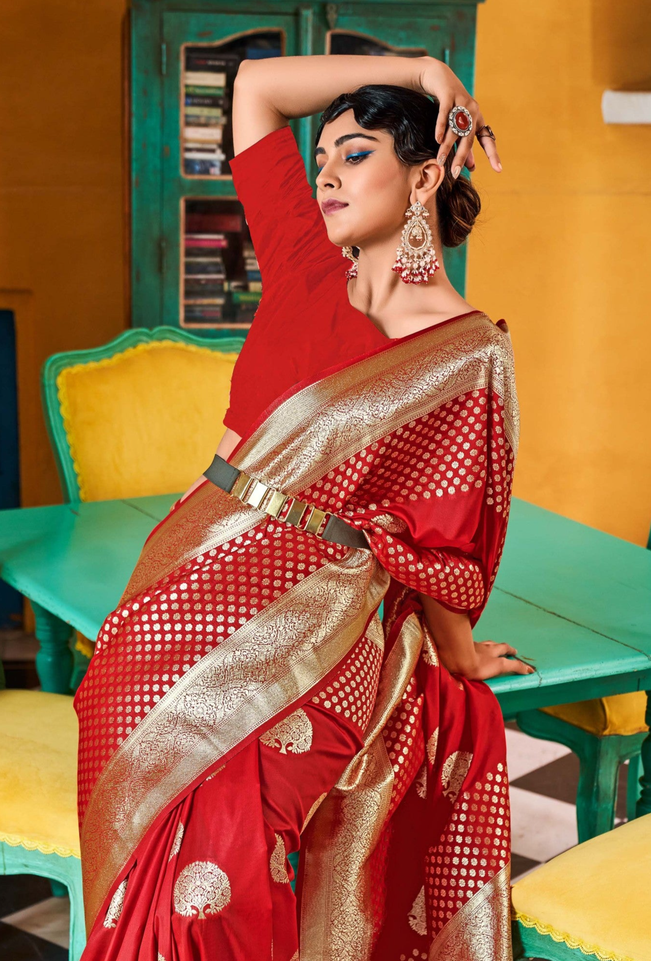 Opulent Red Zari Woven Banarasi Silk Saree