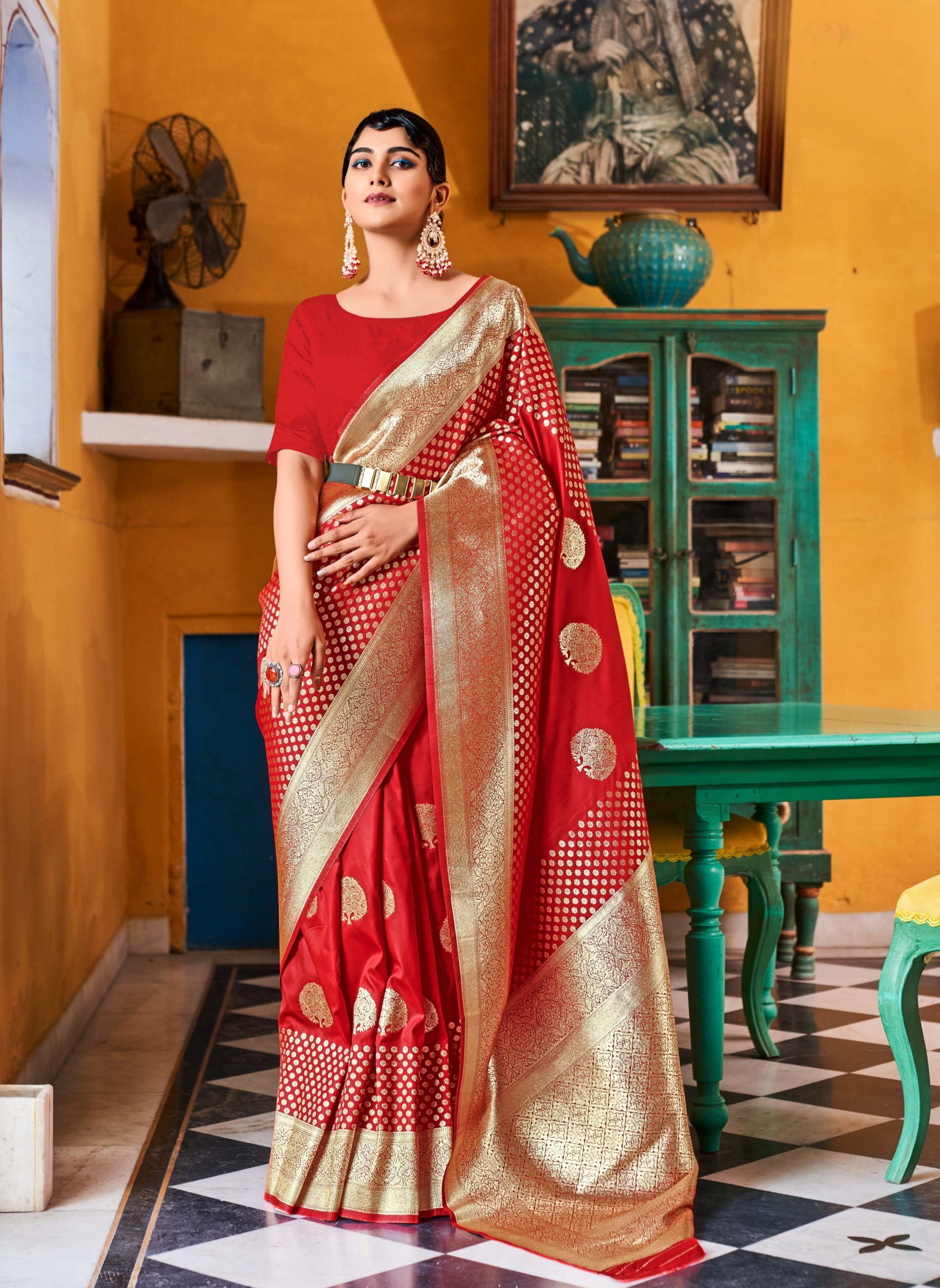 Opulent Red Zari Woven Banarasi Silk Saree