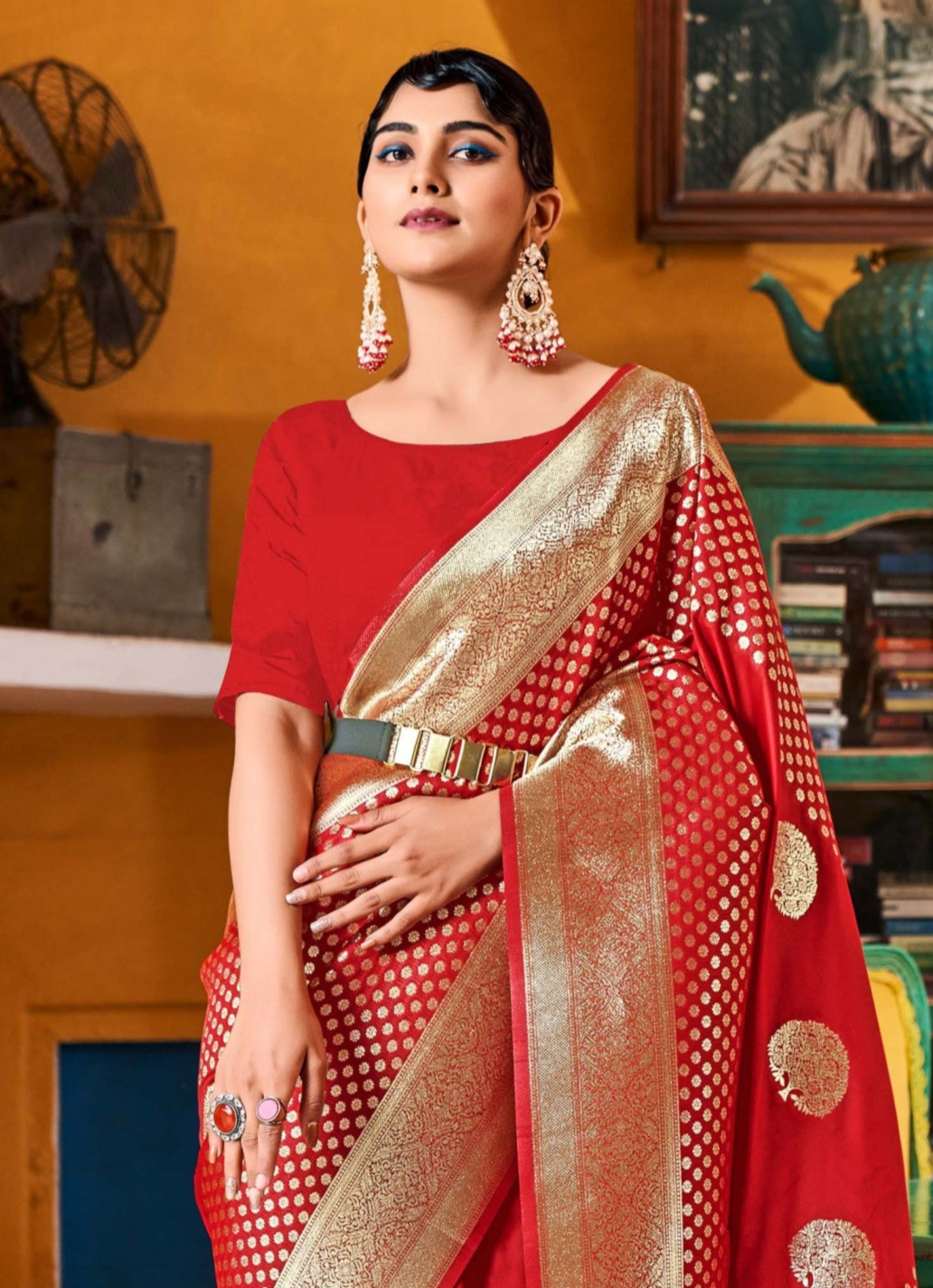 Opulent Red Zari Woven Banarasi Silk Saree