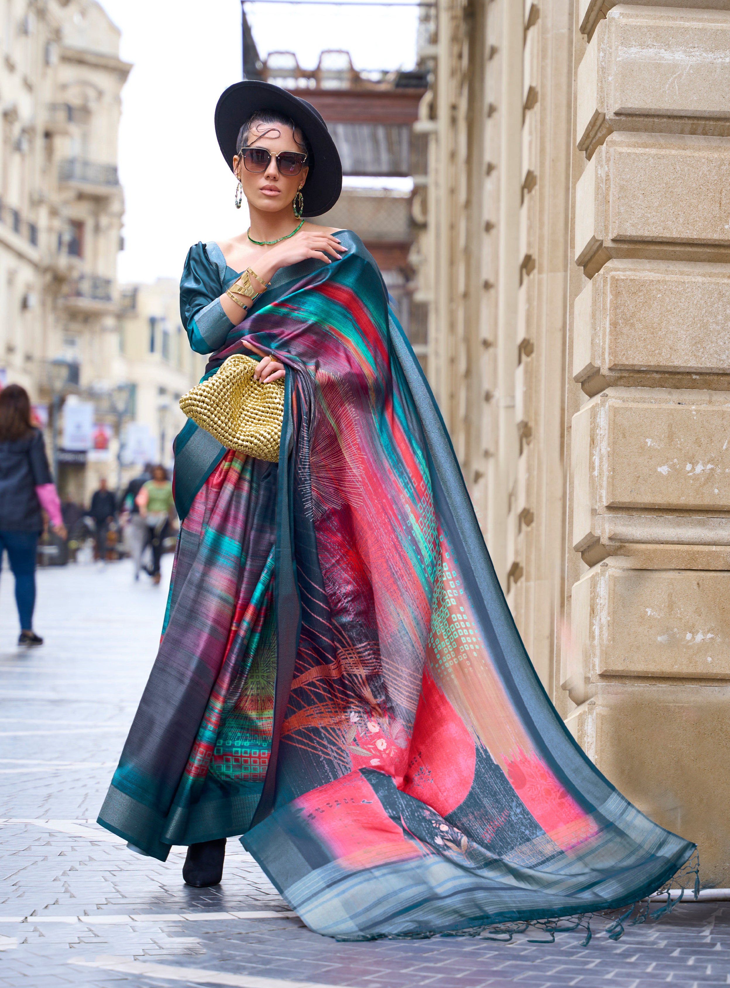 Multi-colored Handloom Gaji Silk Saree