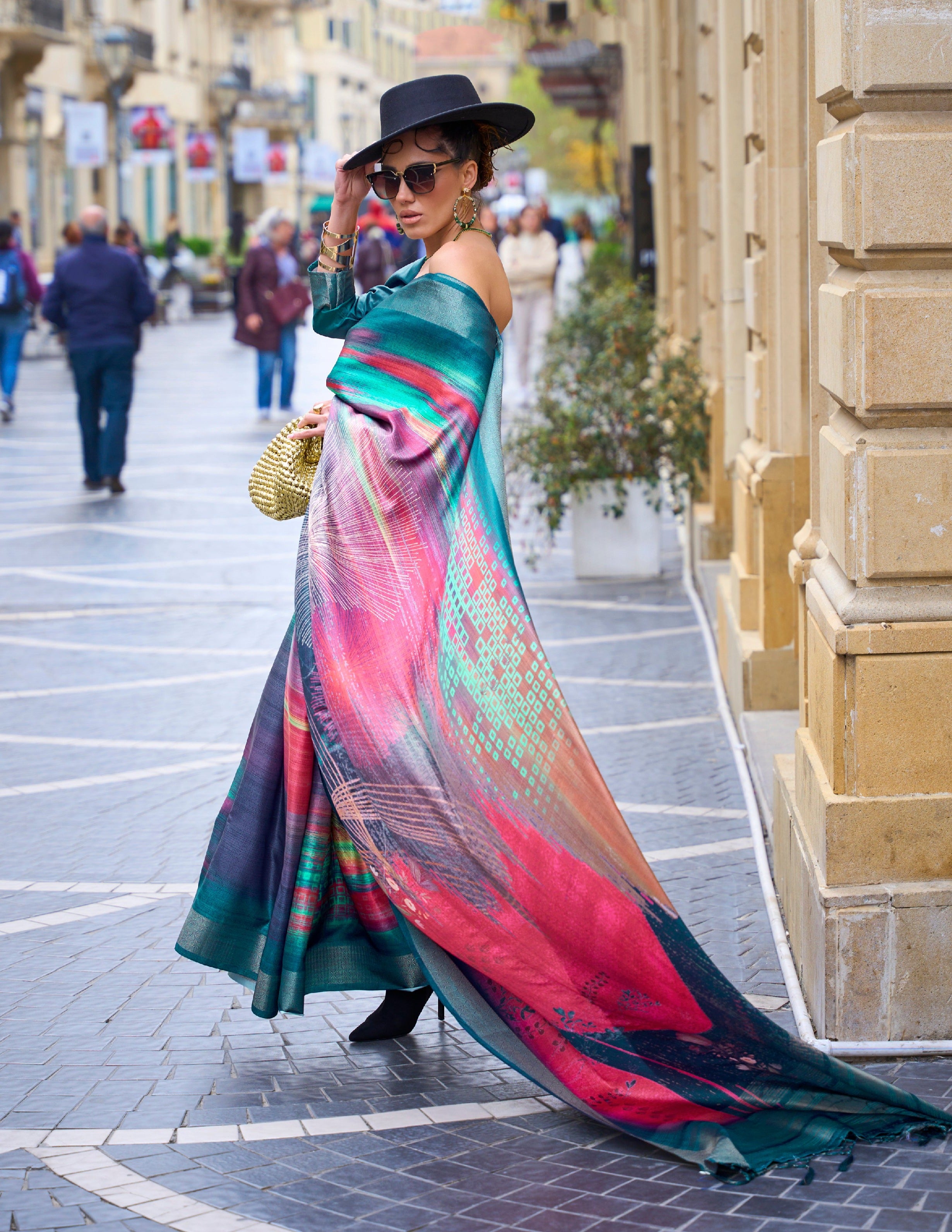 Multi-colored Handloom Gaji Silk Saree