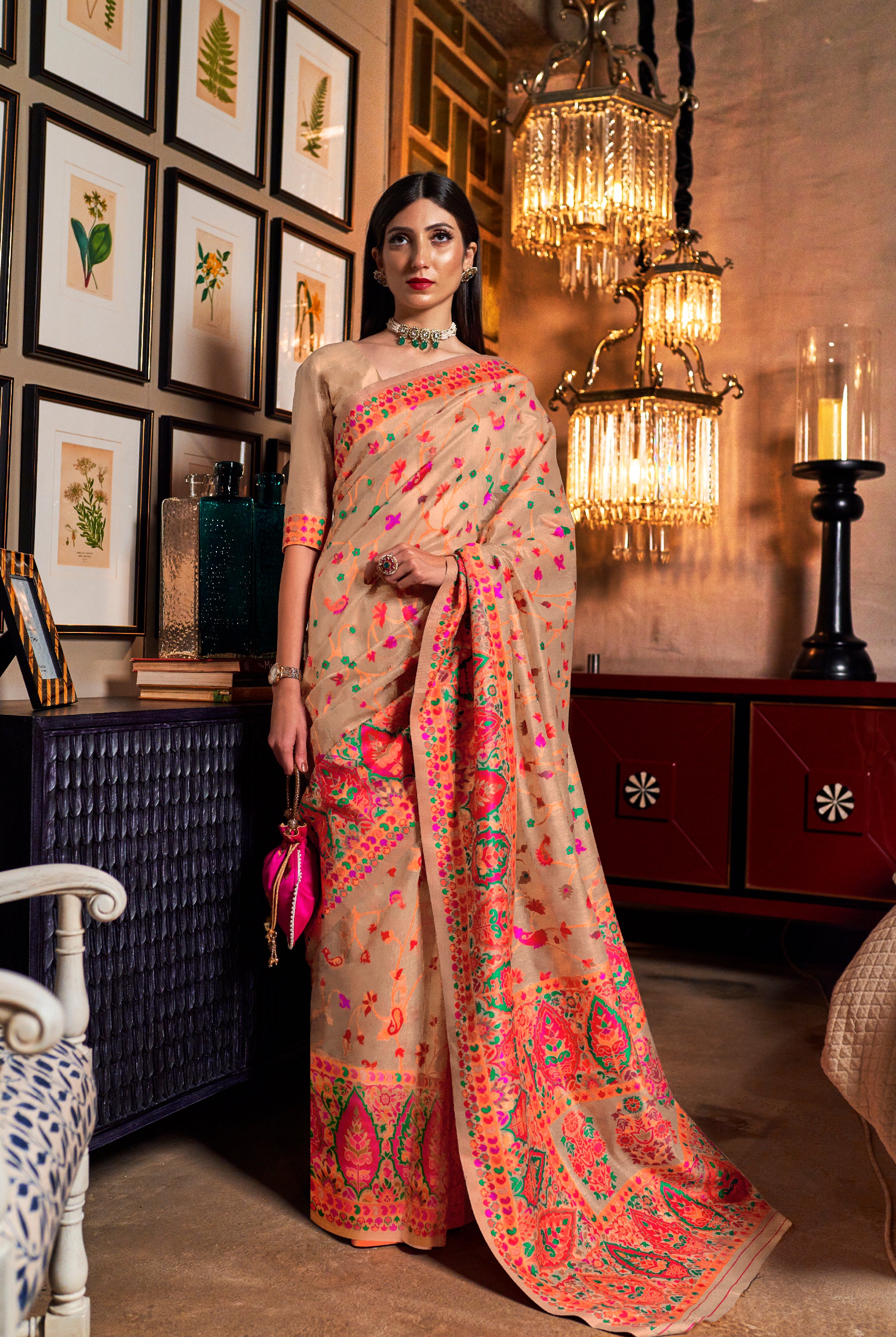 Champagne Gold Banarasi Silk Saree