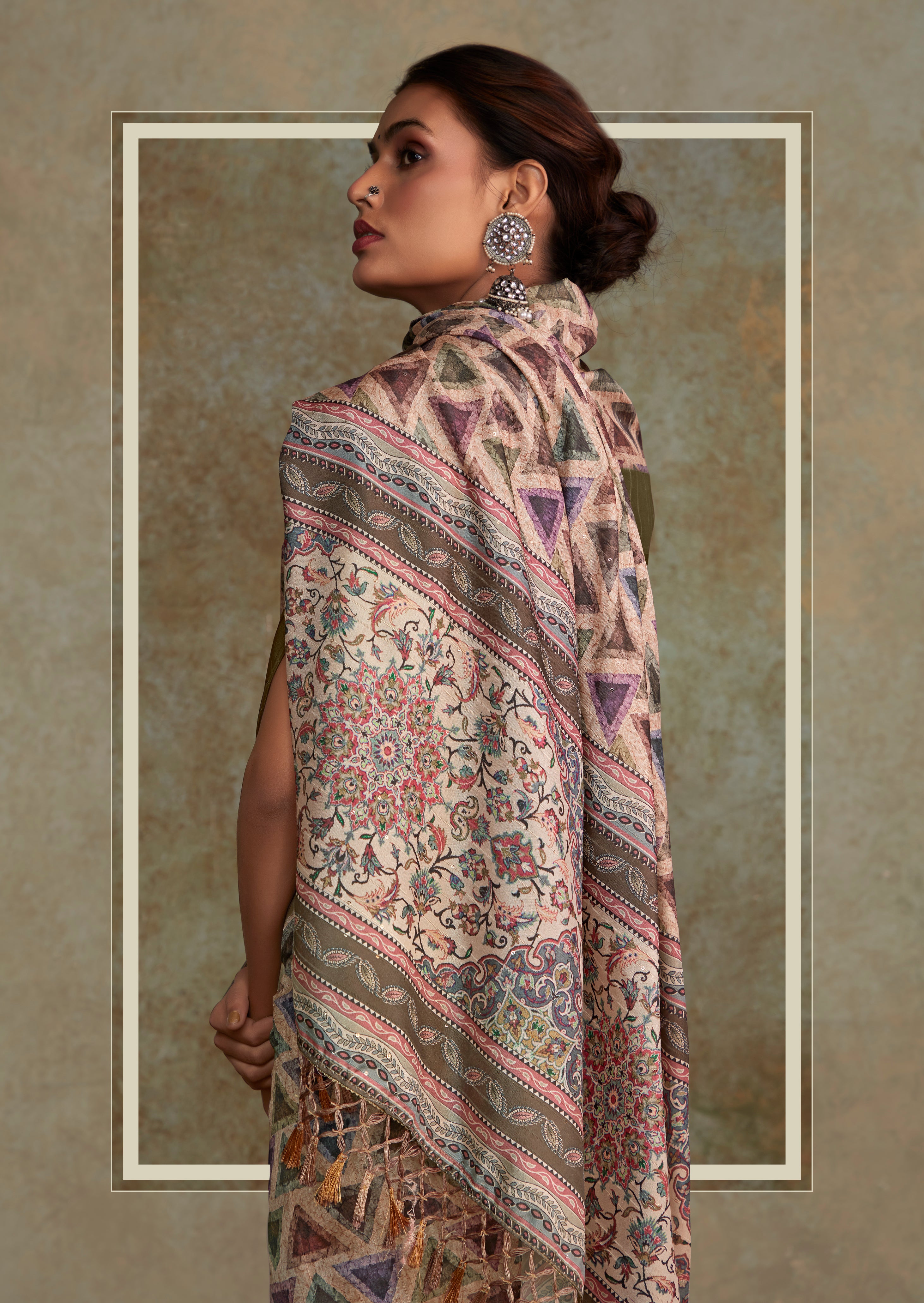 Elegant Light Pink Banarasi Digital Printed Saree