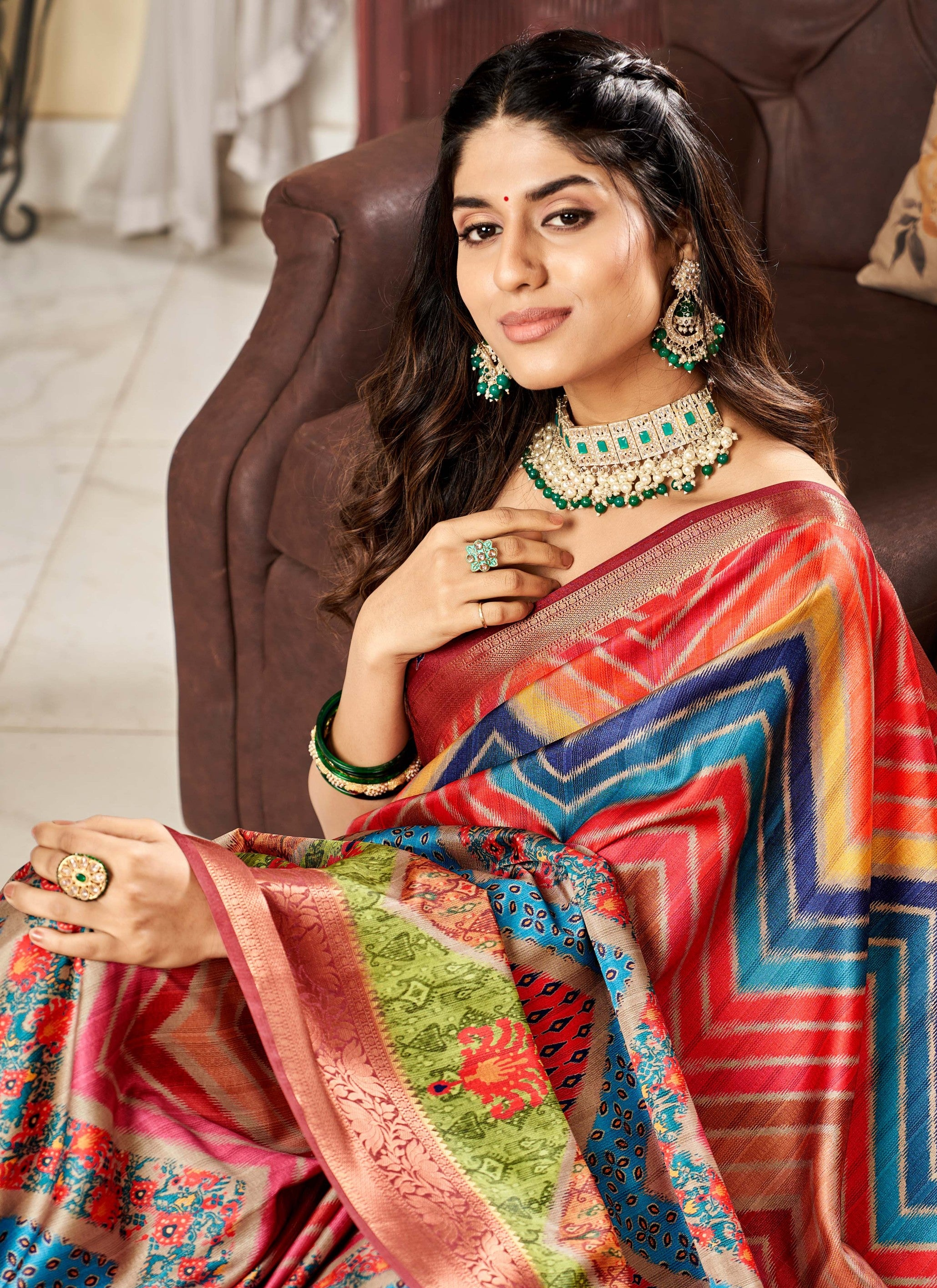 Vibrant Elegance Multicolour Satin Silk Saree