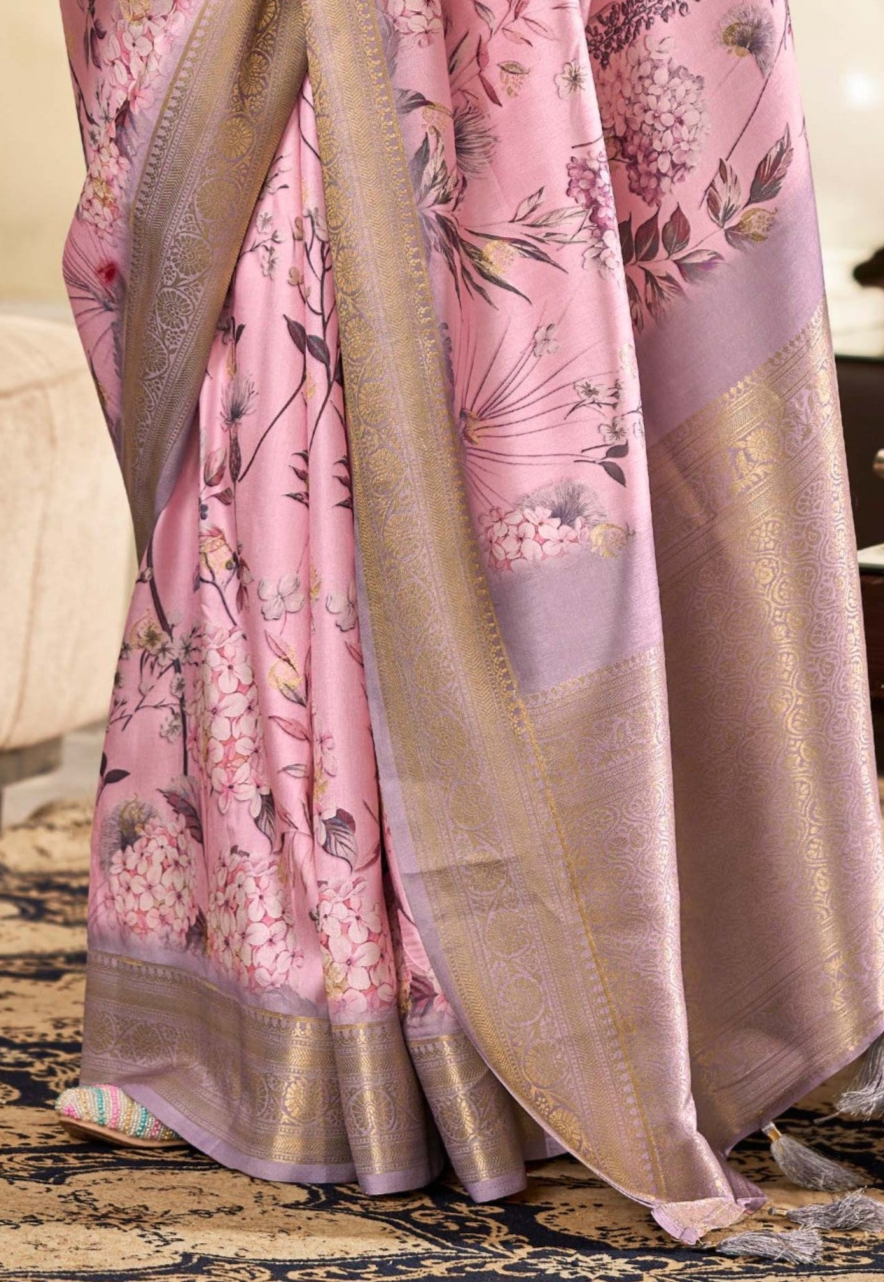 Opulent Purple Digital Printed Soft Silk Saree