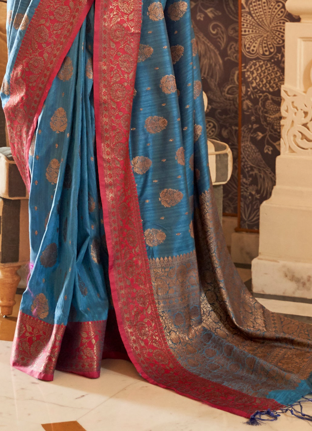 Blue Zari Woven Banarasi Saree