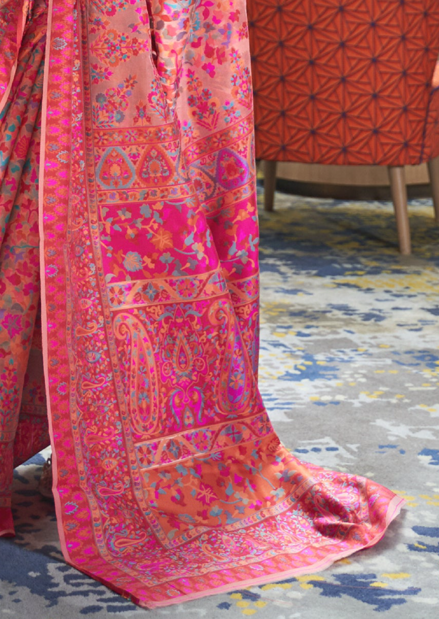 Pink Paradise Kashmiri Jamewar Handloom Saree