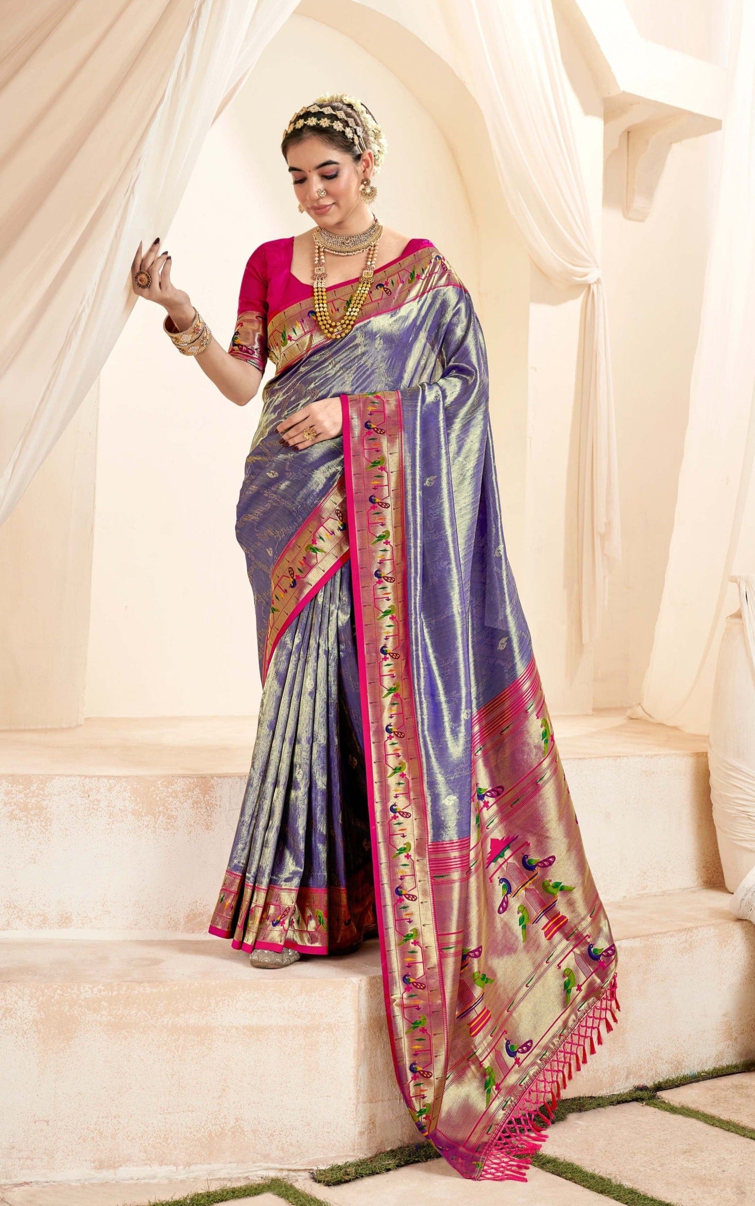 Regal Purple Paithani Tissue Silk Saree