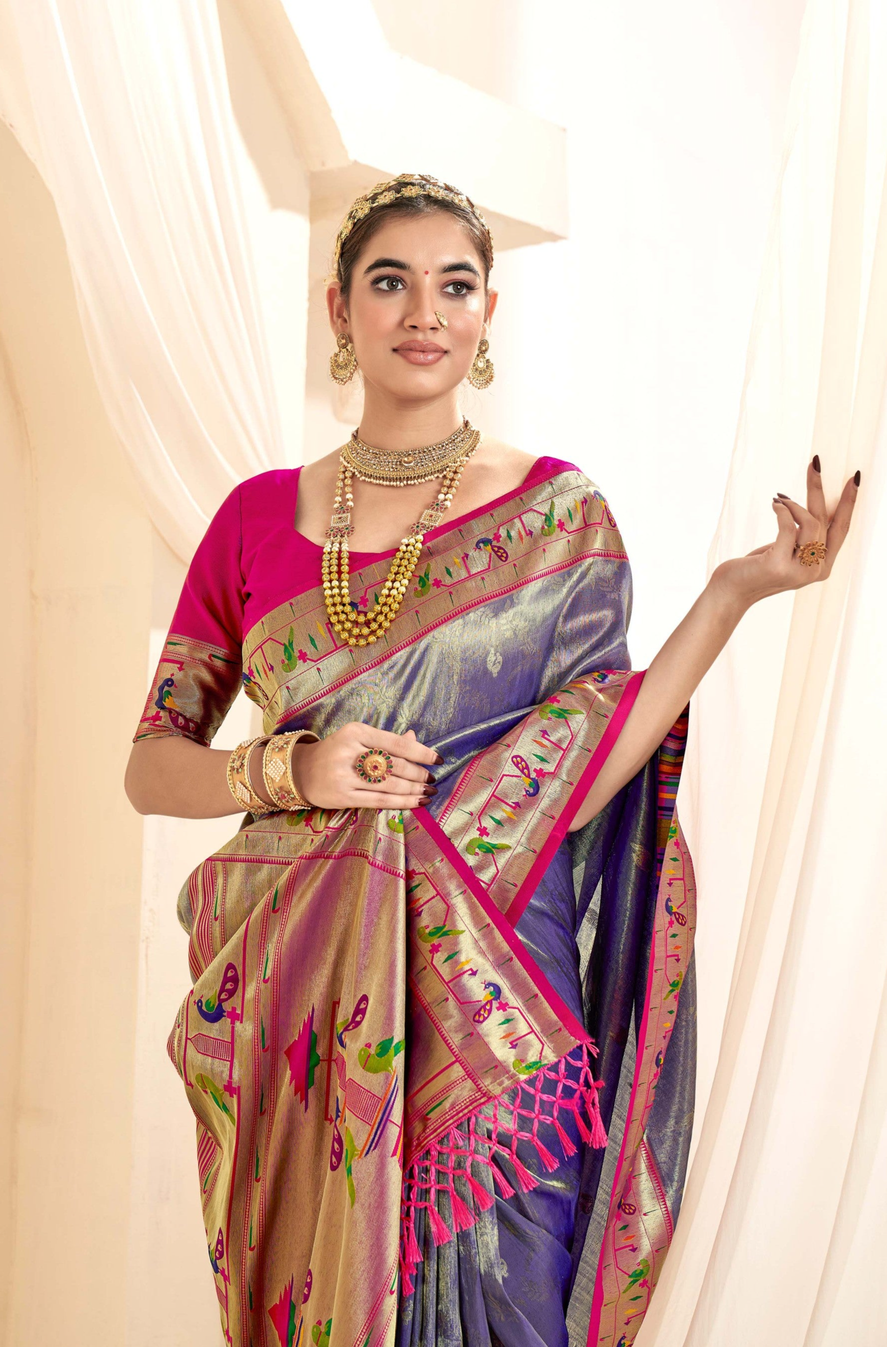 Regal Purple Paithani Tissue Silk Saree