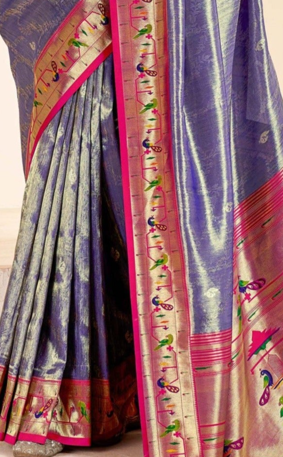 Regal Purple Paithani Tissue Silk Saree