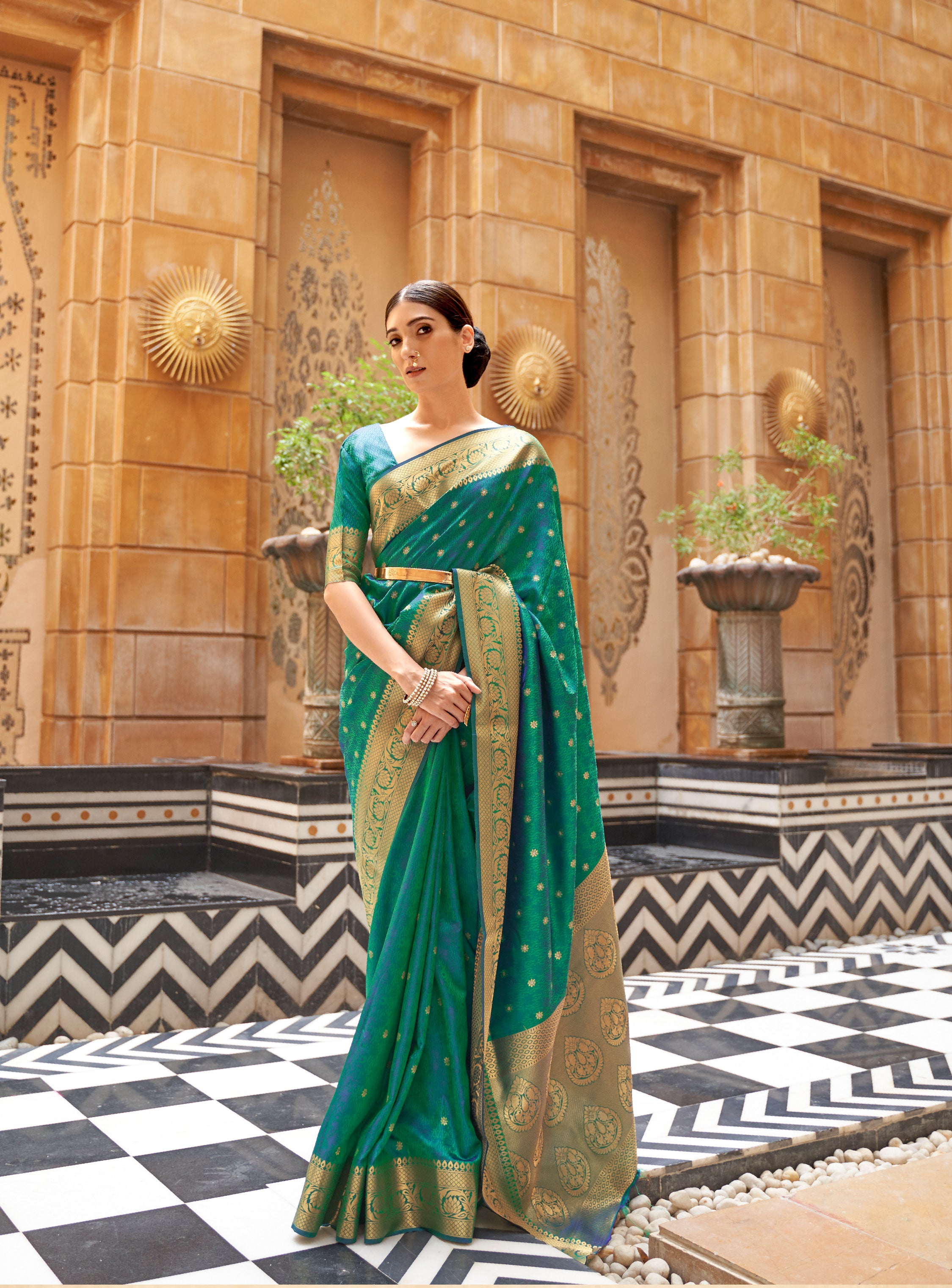 Envy Green Zari Weave Kanjivaram Saree