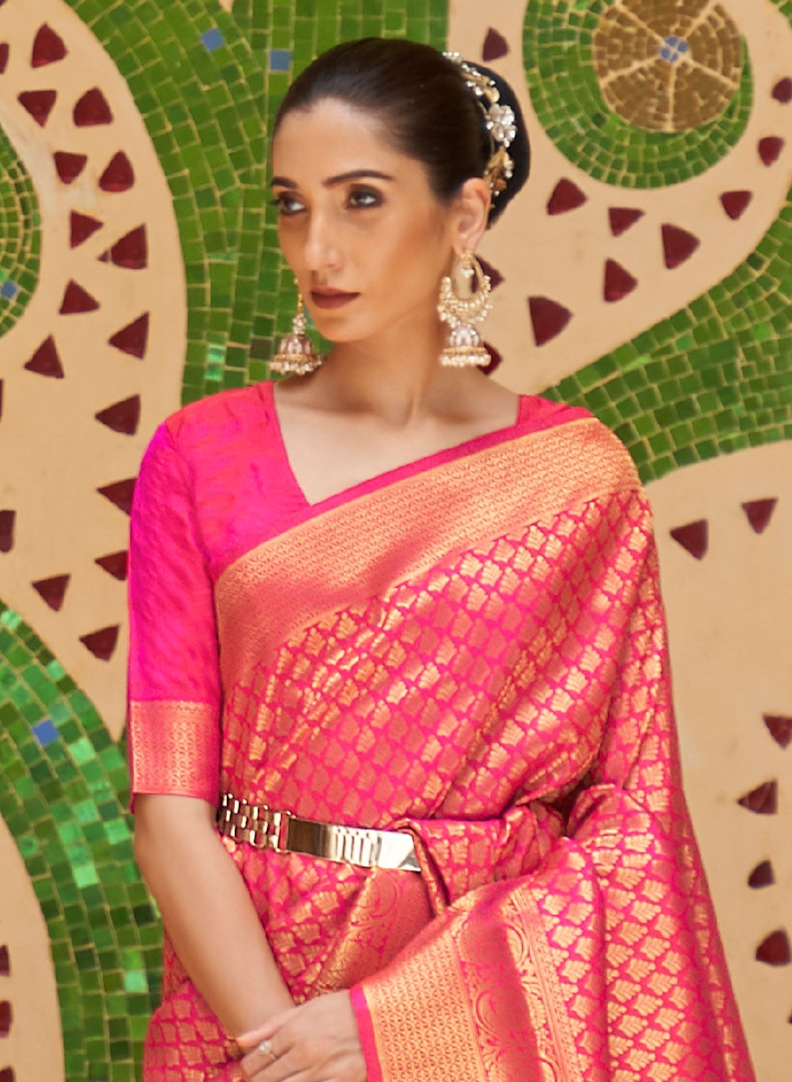 Pink Petal Majesty Zari Woven Kanjivaram Saree