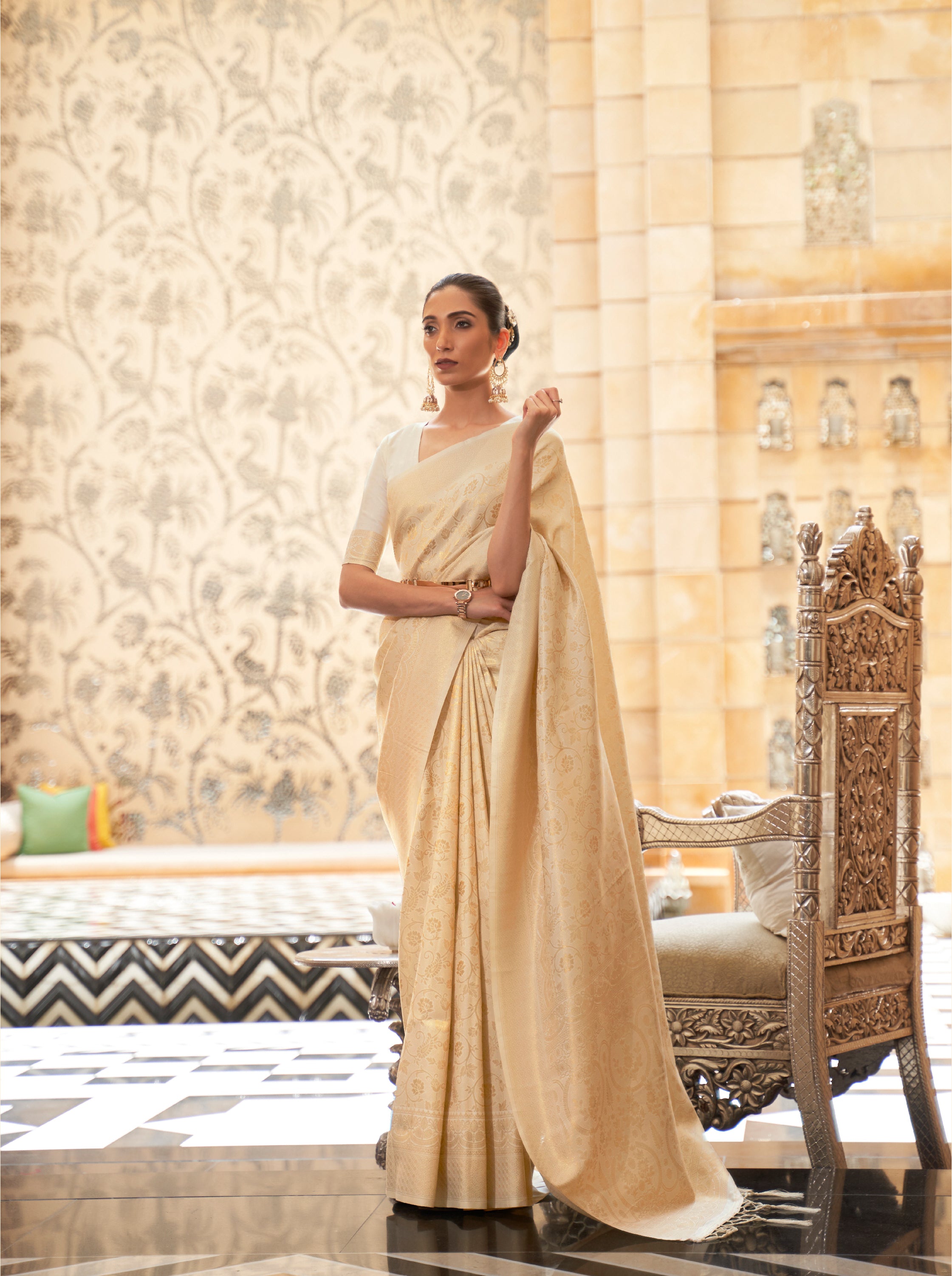 Cognac Gold Elegance Kanjivaram Saree