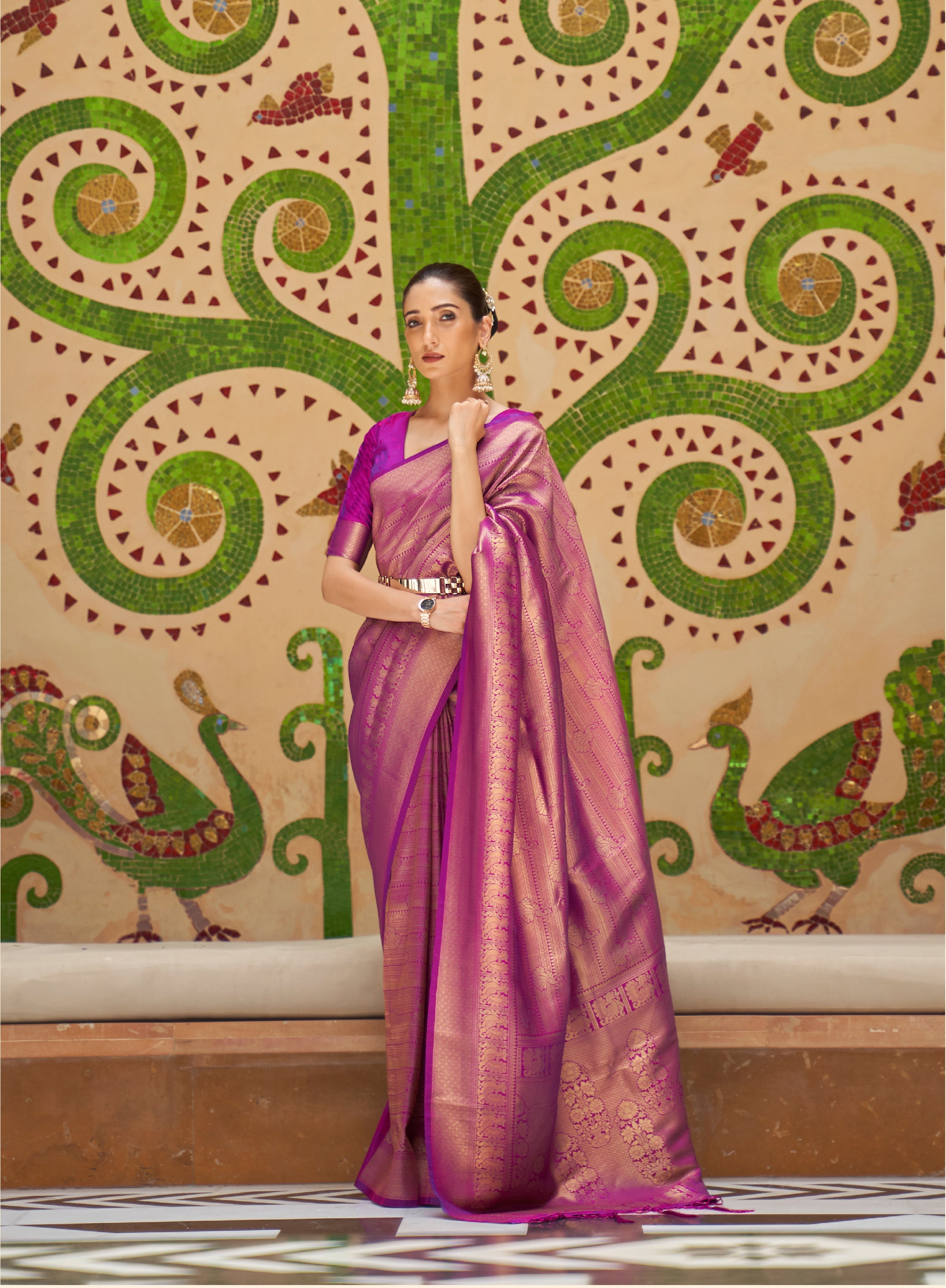 Regal Orchid Purple Zari Woven Kanjivaram Saree