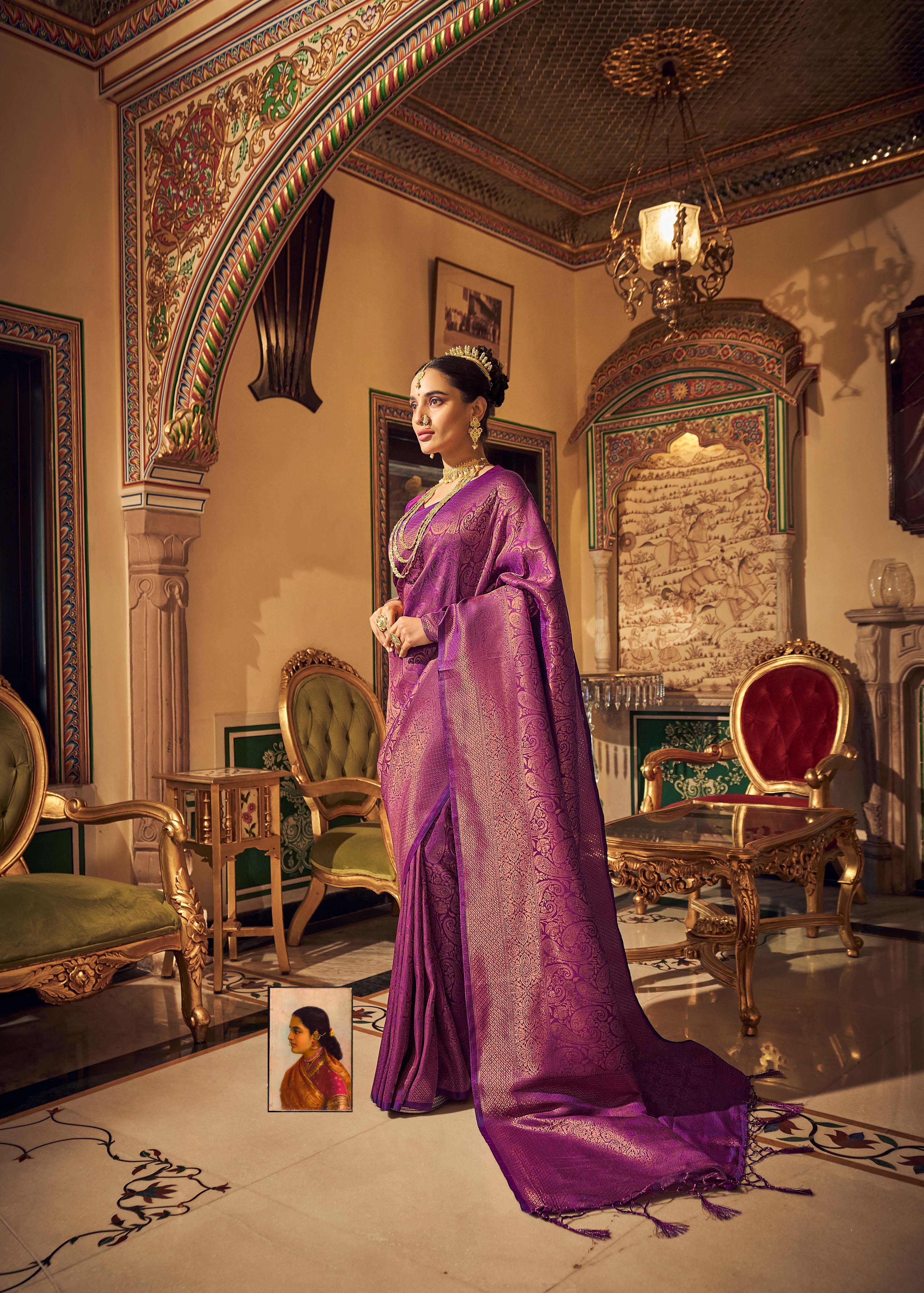 Mauve Purple Zari Woven Kanjivaram Silk Saree