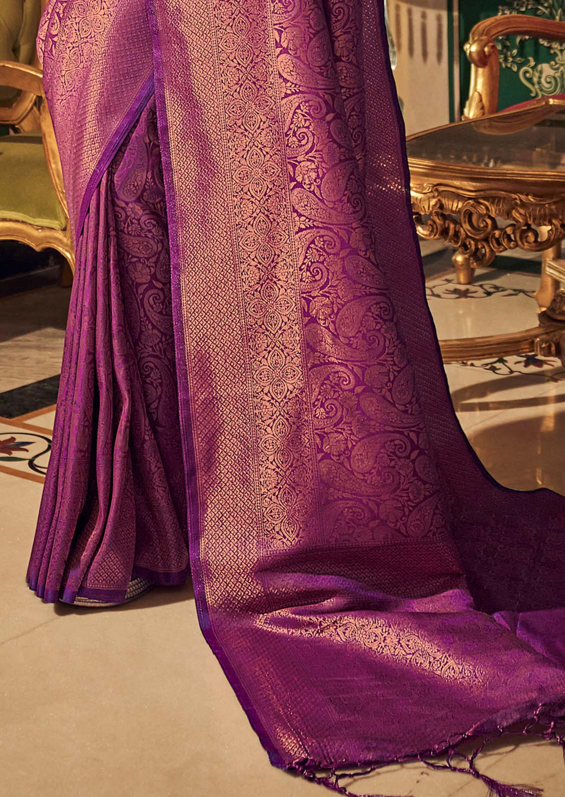 Mauve Purple Zari Woven Kanjivaram Silk Saree