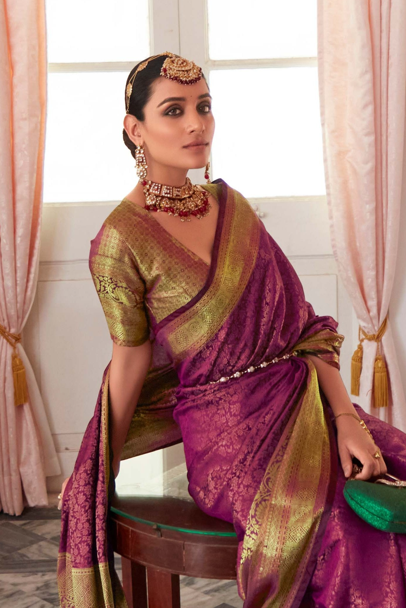 Sovereign Purple Zari Woven Banarasi Silk Saree